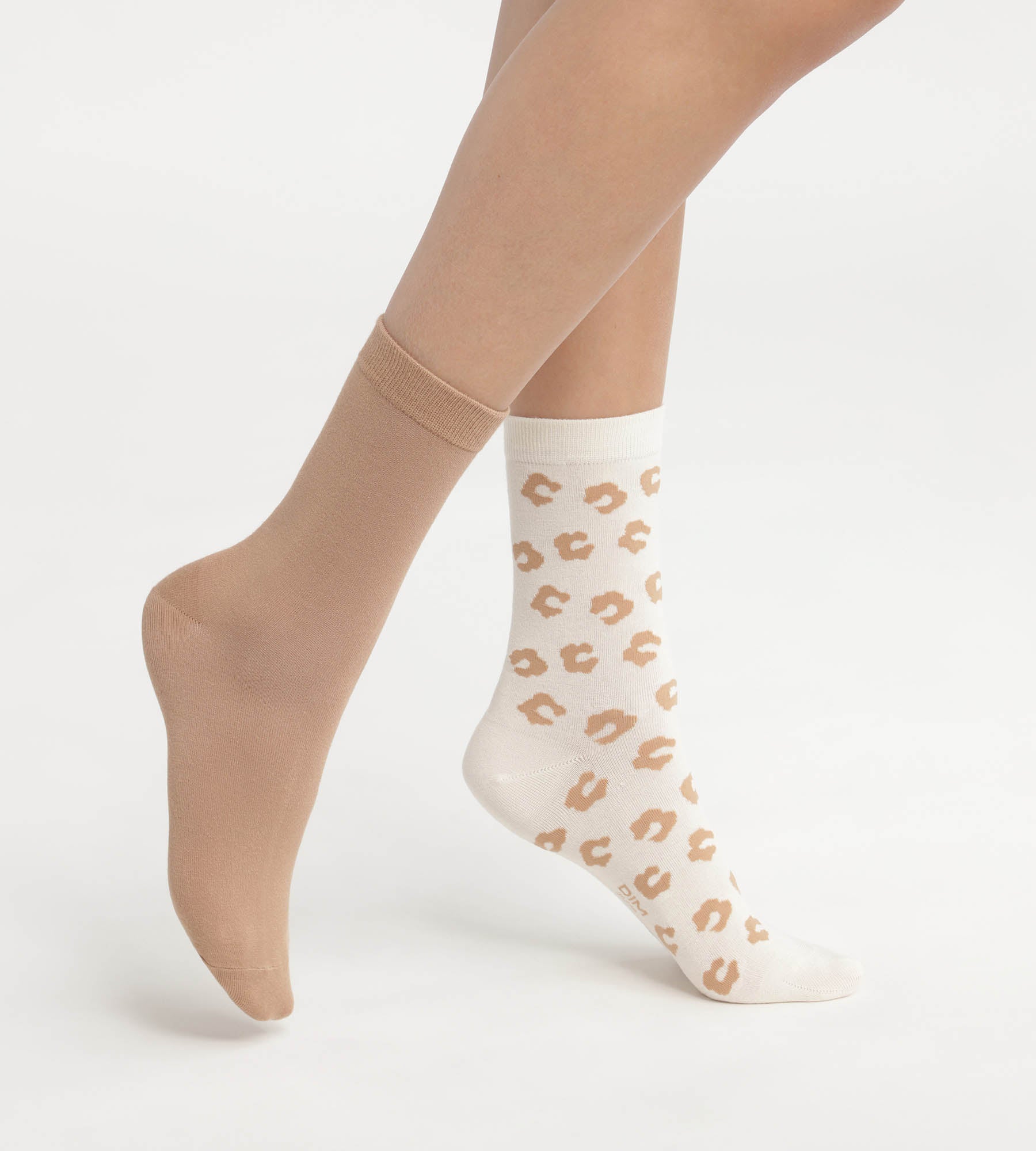 DIM Pacco da 2 paia di calze floreali da donna Crema Dim Bamboo