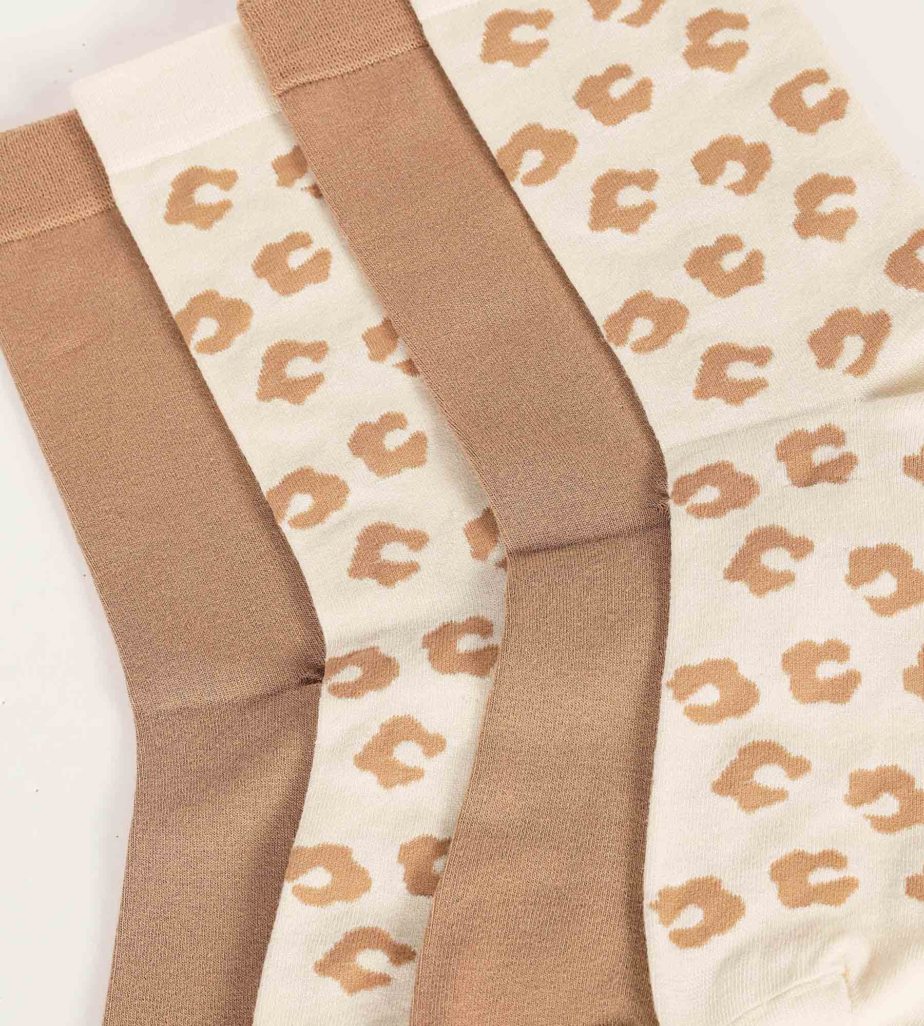 DIM Pacco da 2 paia di calze floreali da donna Crema Dim Bamboo