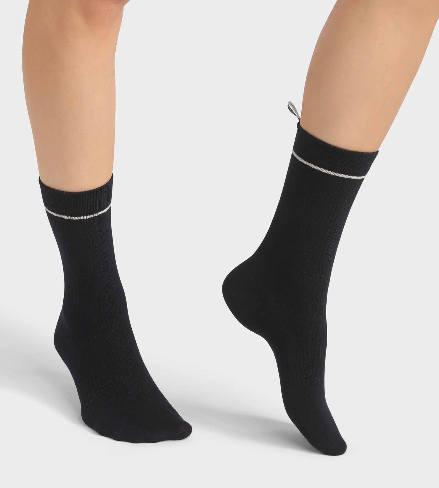 DIM Calze unisex in cotone modal a costine Nero DIM Icons