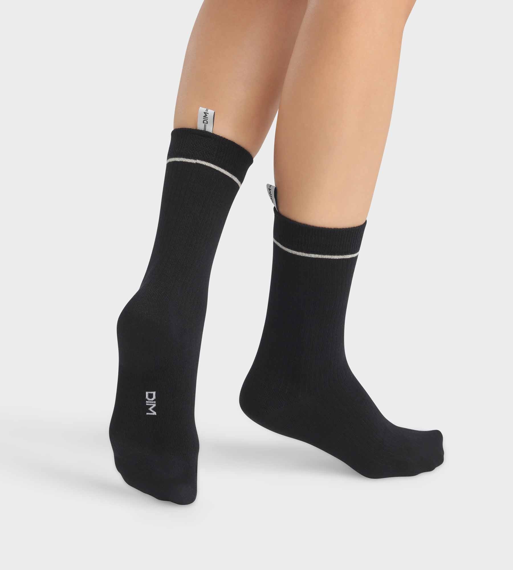 DIM Calze unisex in cotone modal a costine Nero DIM Icons