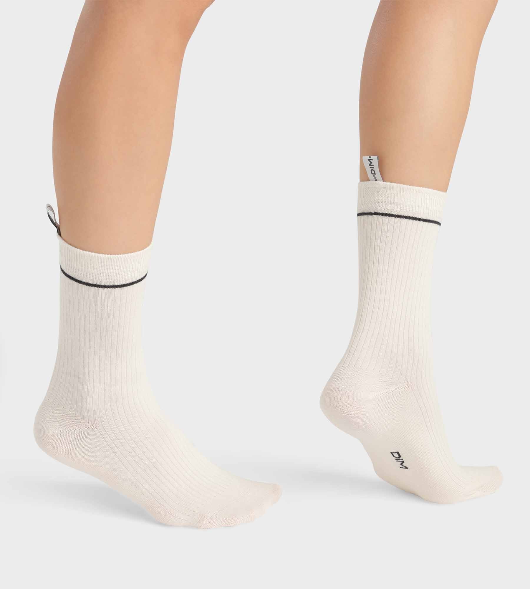 DIM DIM Icons Calze unisex a coste in cotone modal crema