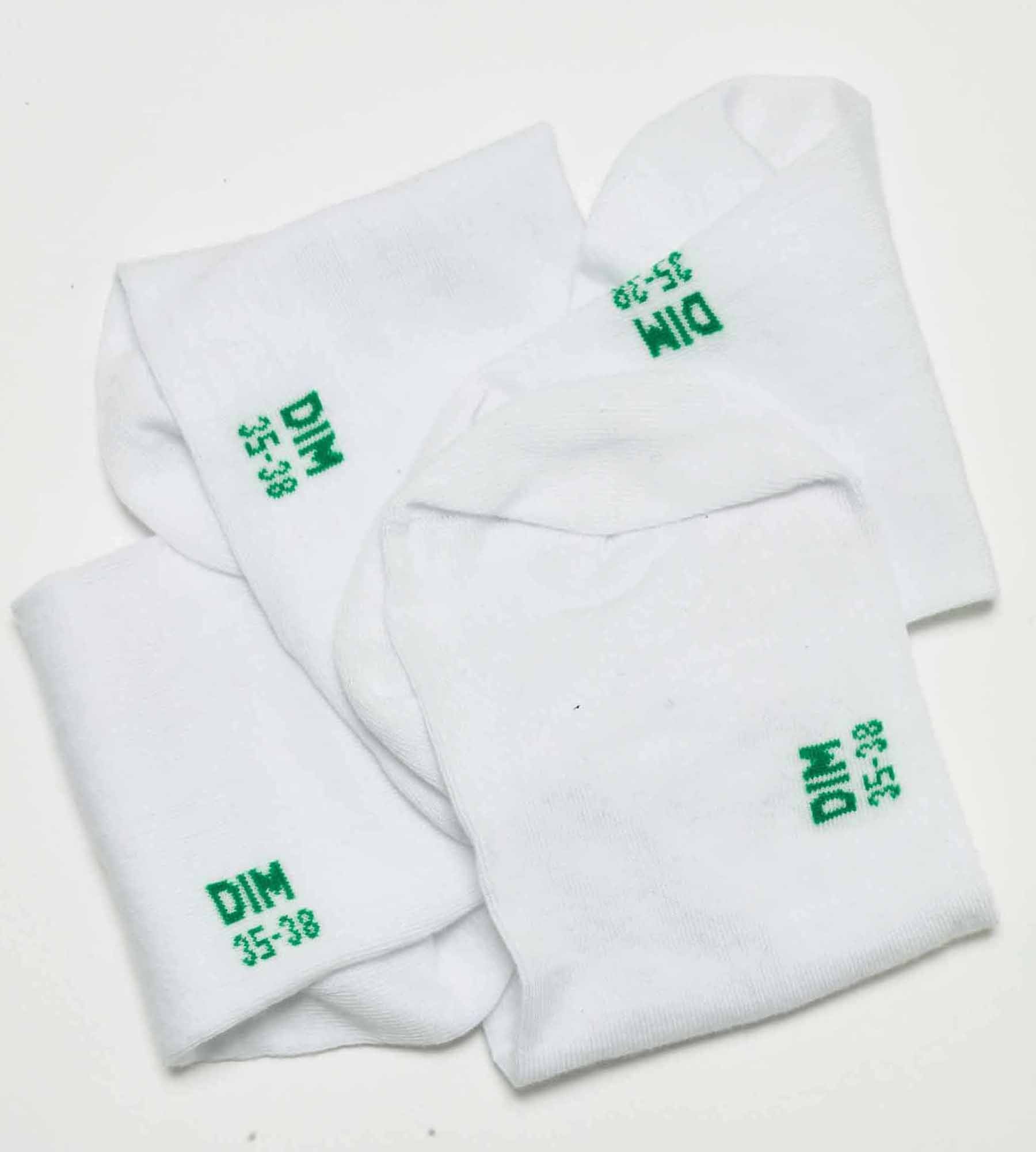 DIM Pacco da 2 calzini bianchi da donna in cotone bio Dim Good