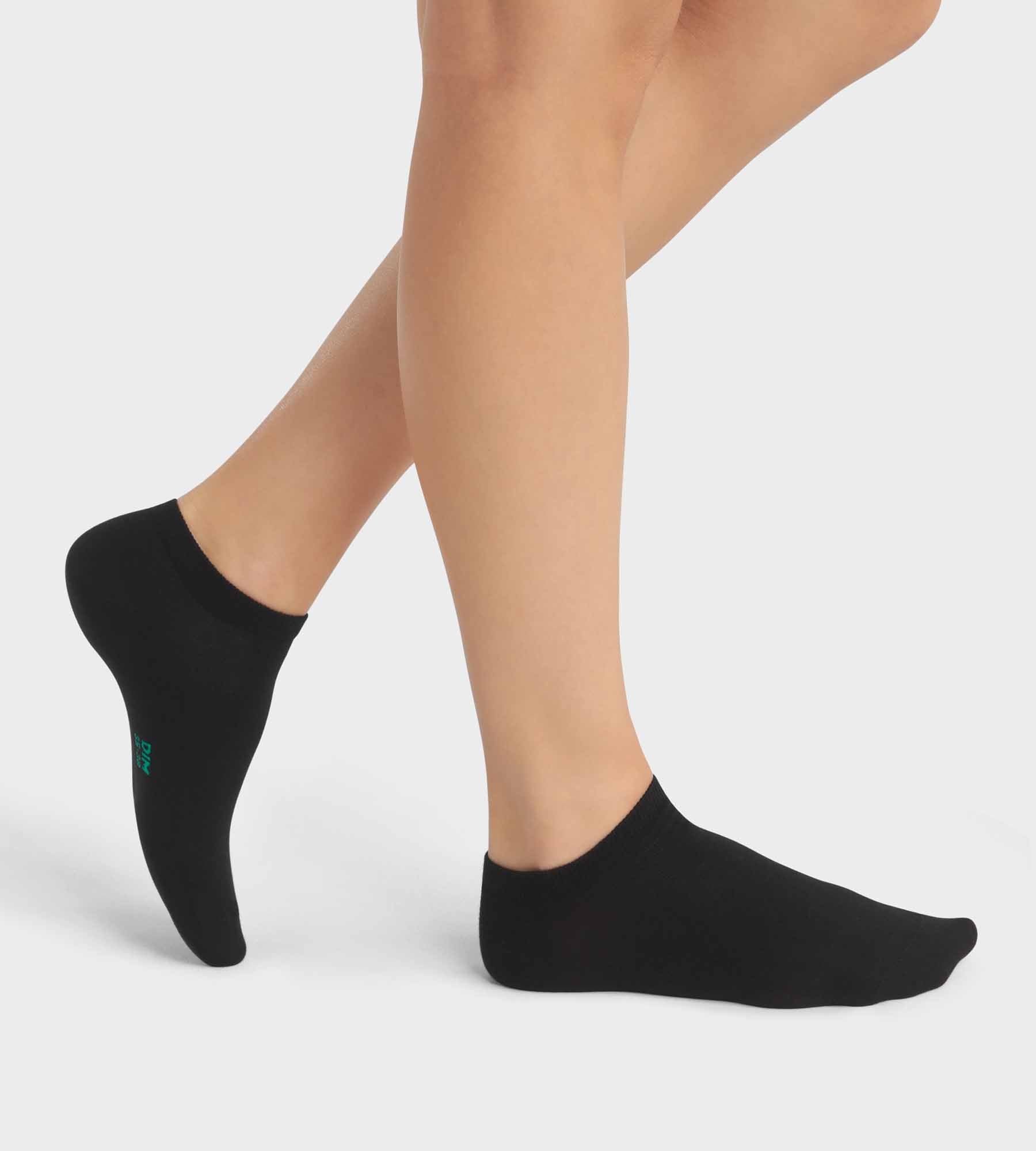DIM Pacco da 2 calzini da donna in cotone bio nero Dim Good