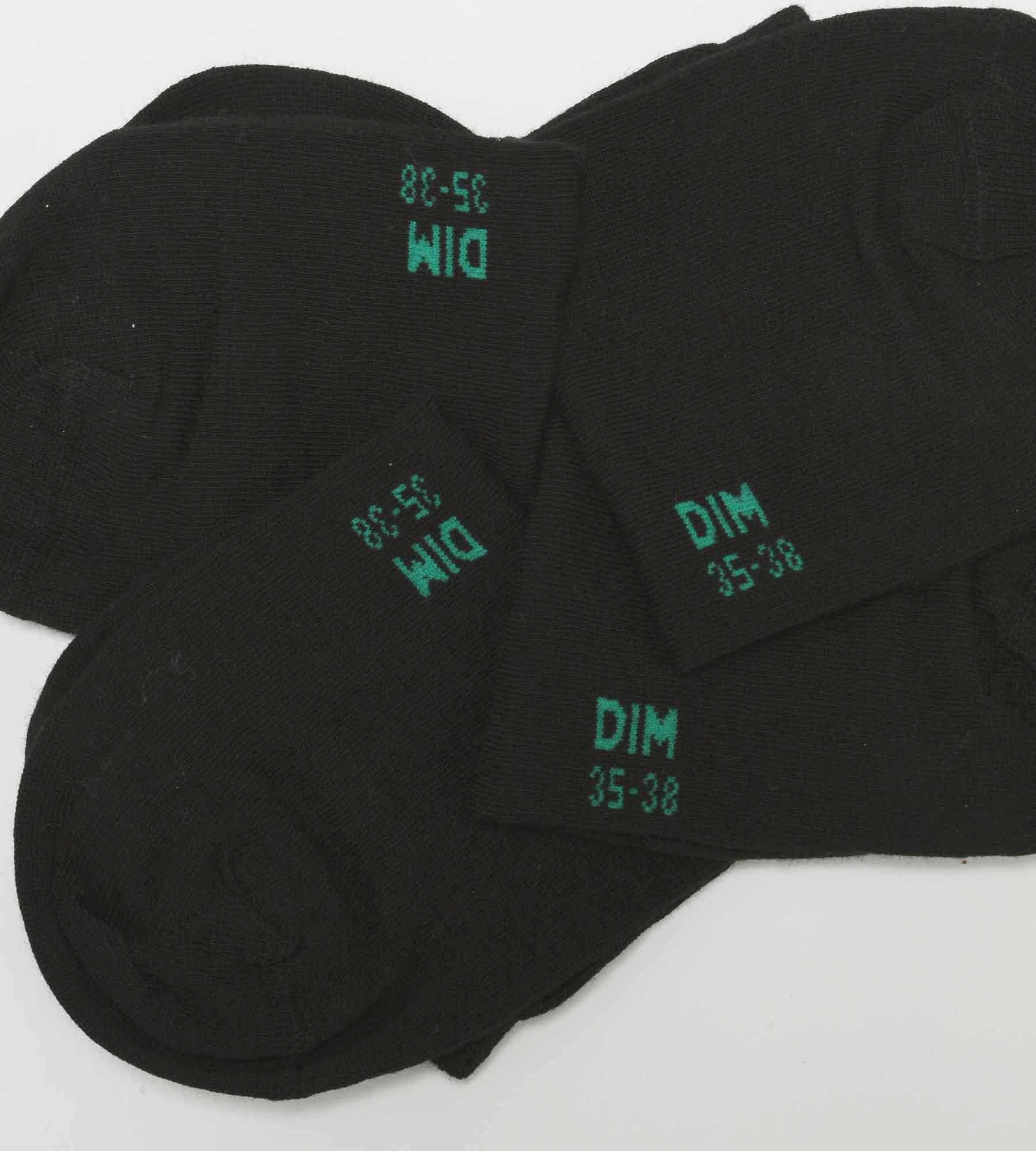 DIM Pacco da 2 calzini da donna in cotone bio nero Dim Good