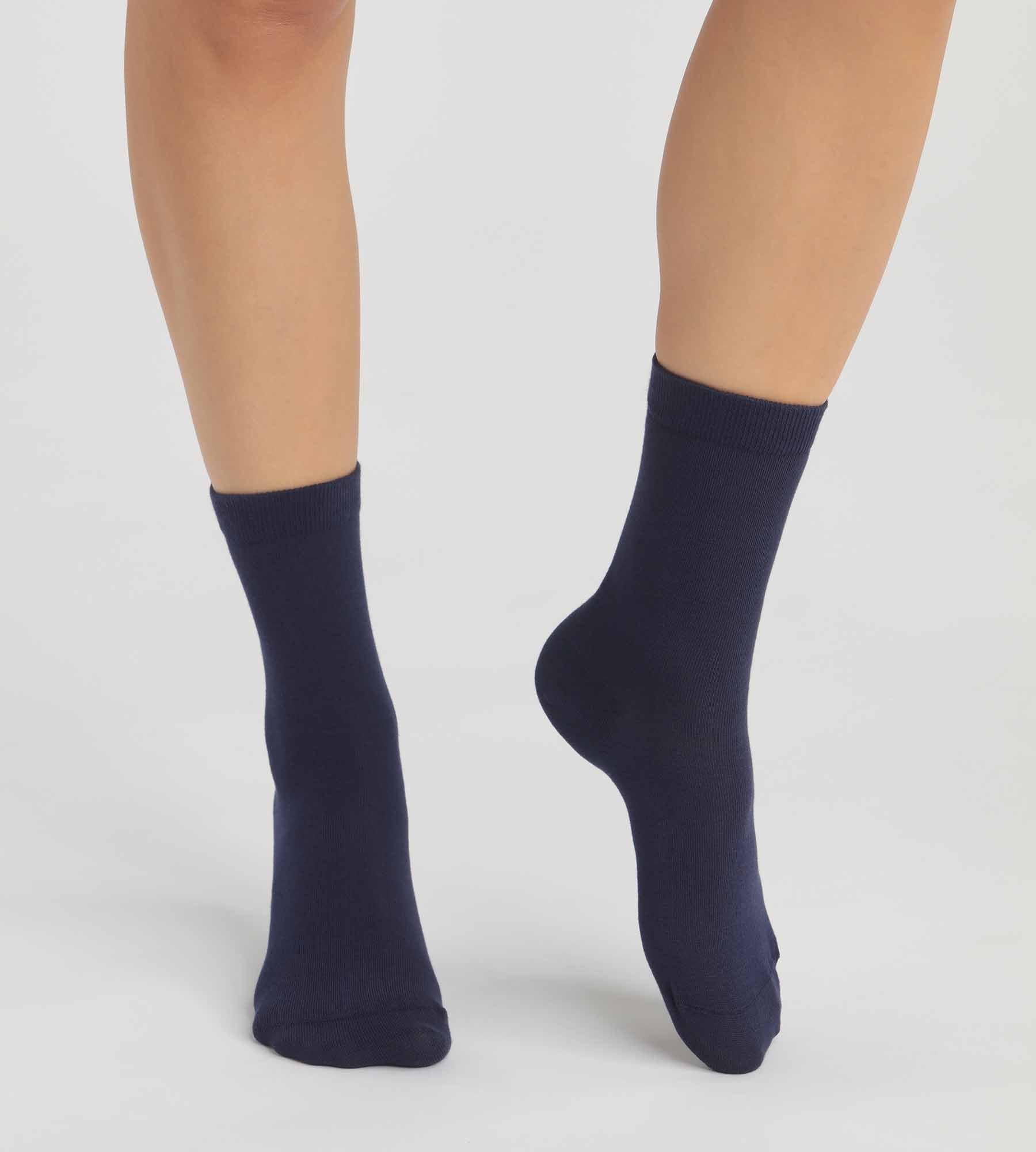 DIM Pacco da 2 calze in cotone bio blu navy da donna Dim Good