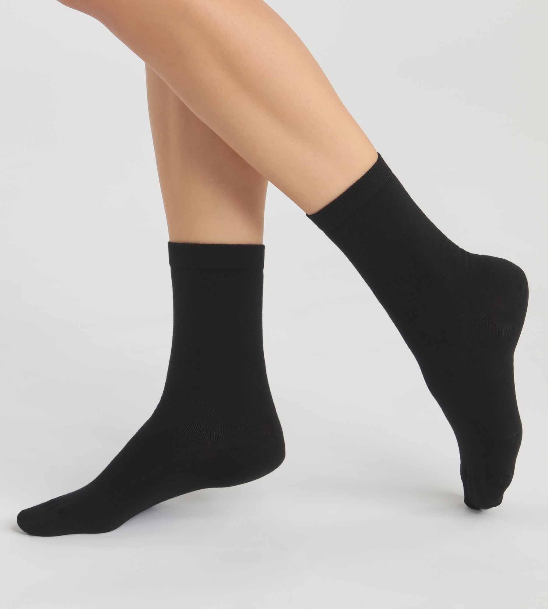 DIM Pacco da 2 calze in cotone bio nere da donna Dim Good