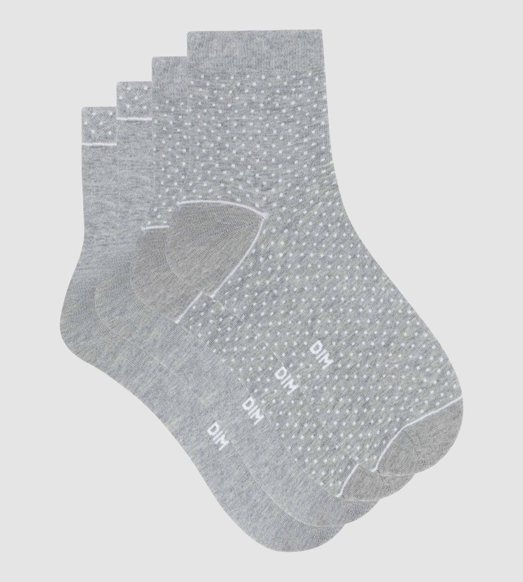 DIM Pacco da 2 calze in cotone bio da donna con pois grigi Dim Good