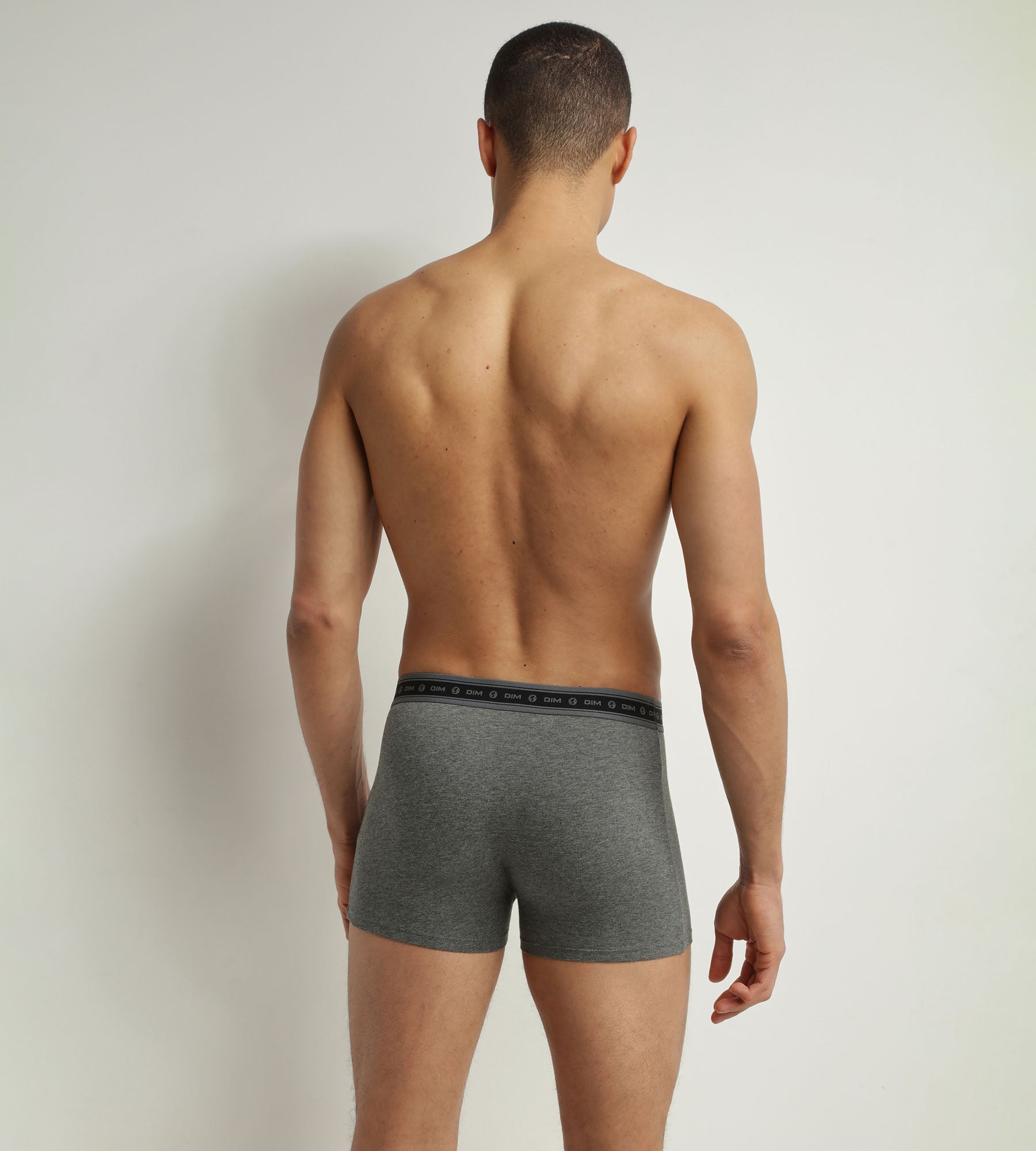 DIM Pacco da 3 boxer da uomo in cotone bio nero e verde carbone Dim Good