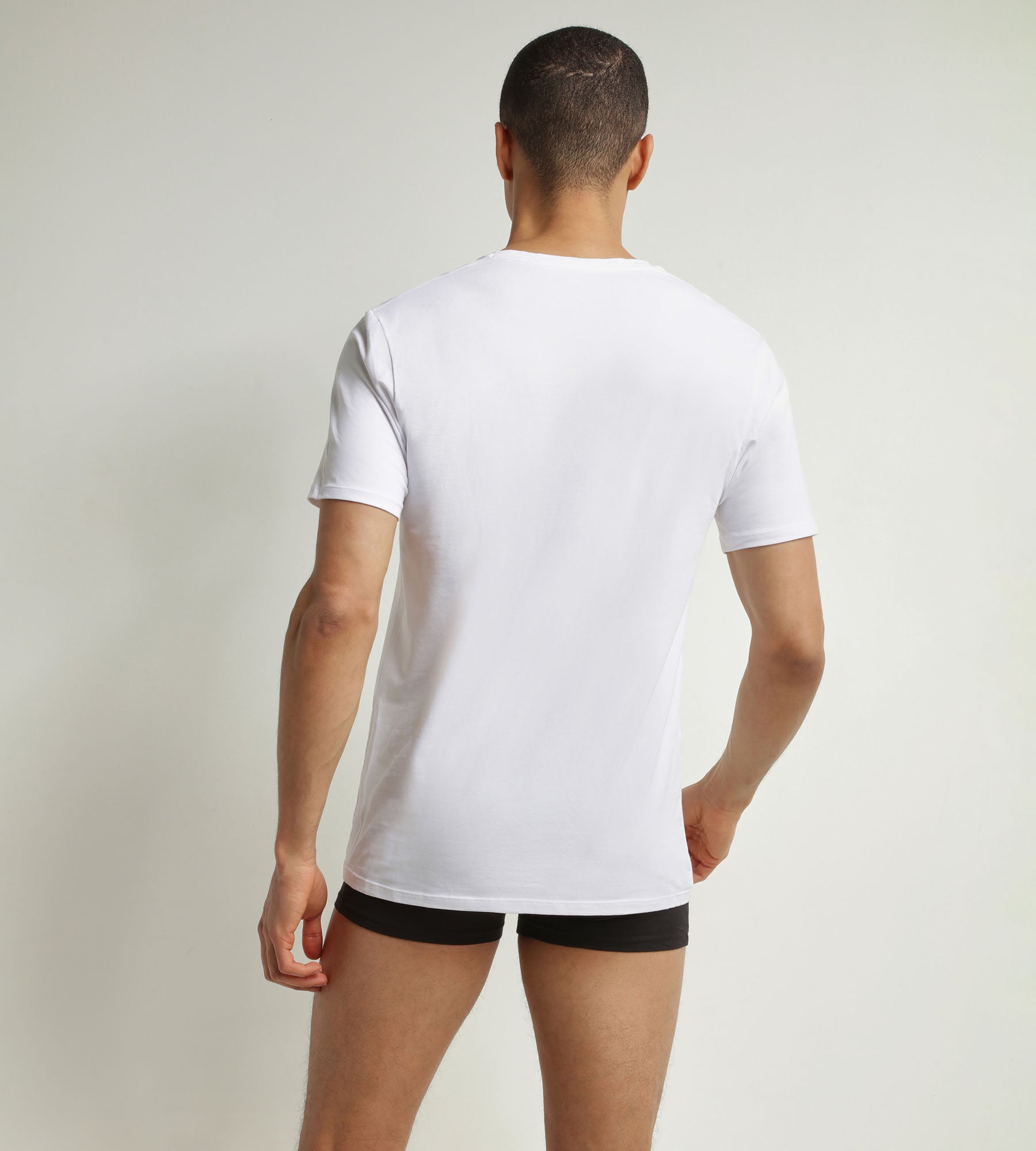 DIM Pacco da 2 T-shirt uomo grigio bianco in cotone bio con scollo a V Dim Good
