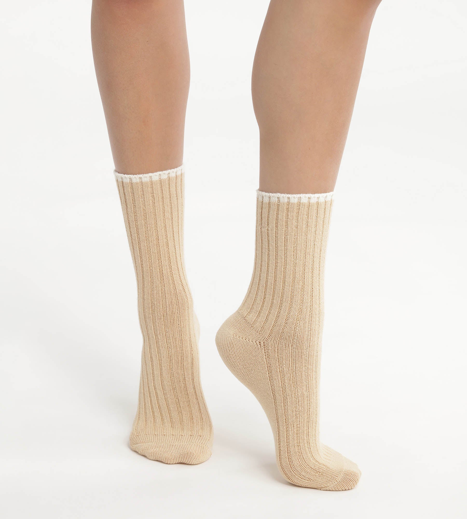 DIM Calze donna a coste tinta unita Vanilla Beige Dim Bamboo