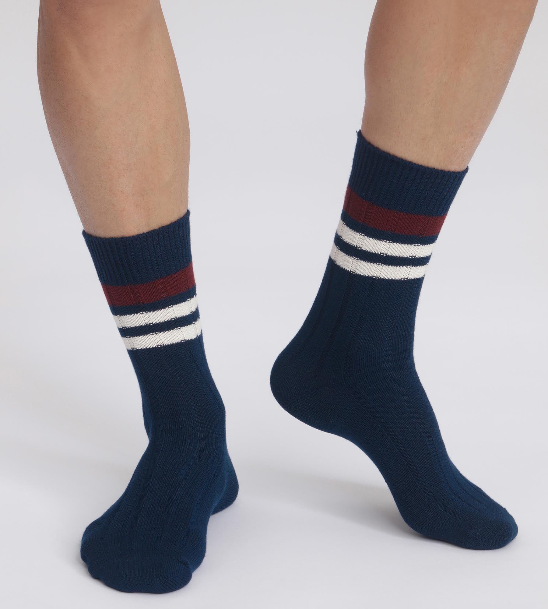 DIM Calze da uomo a coste con strisce blu Dim Bambou