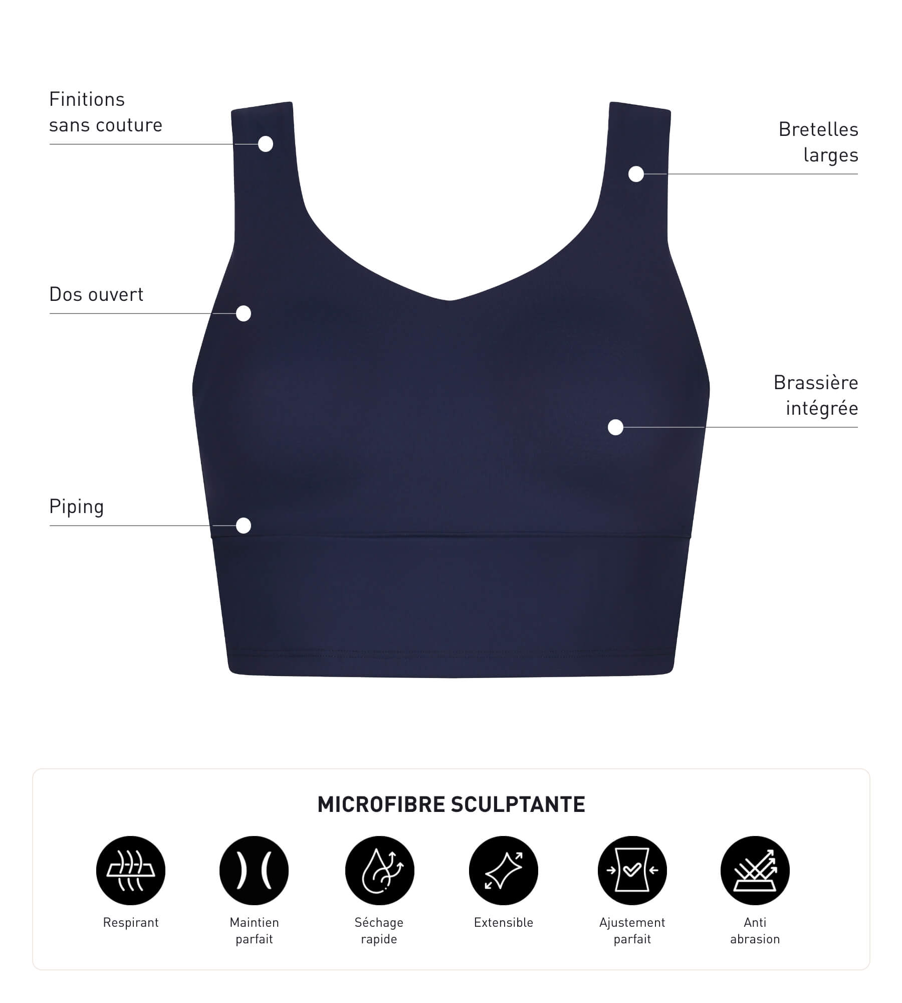 DIM DIM Move Reggiseno lungo in microfibra modellante Blu notte