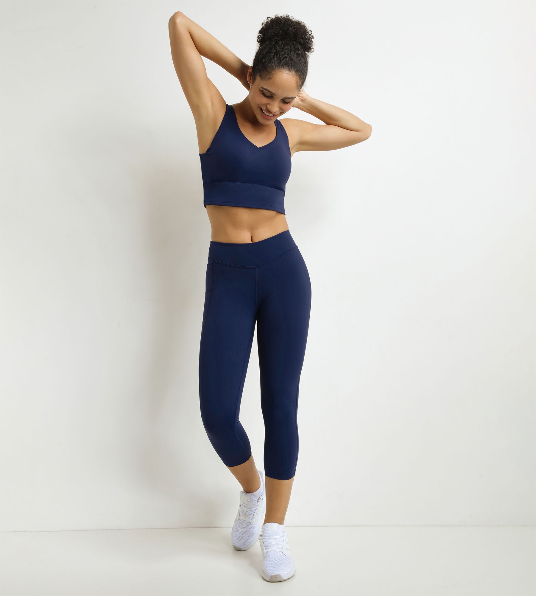 DIM Leggings sportivi corti da donna in microfibra blu notte DIM Move