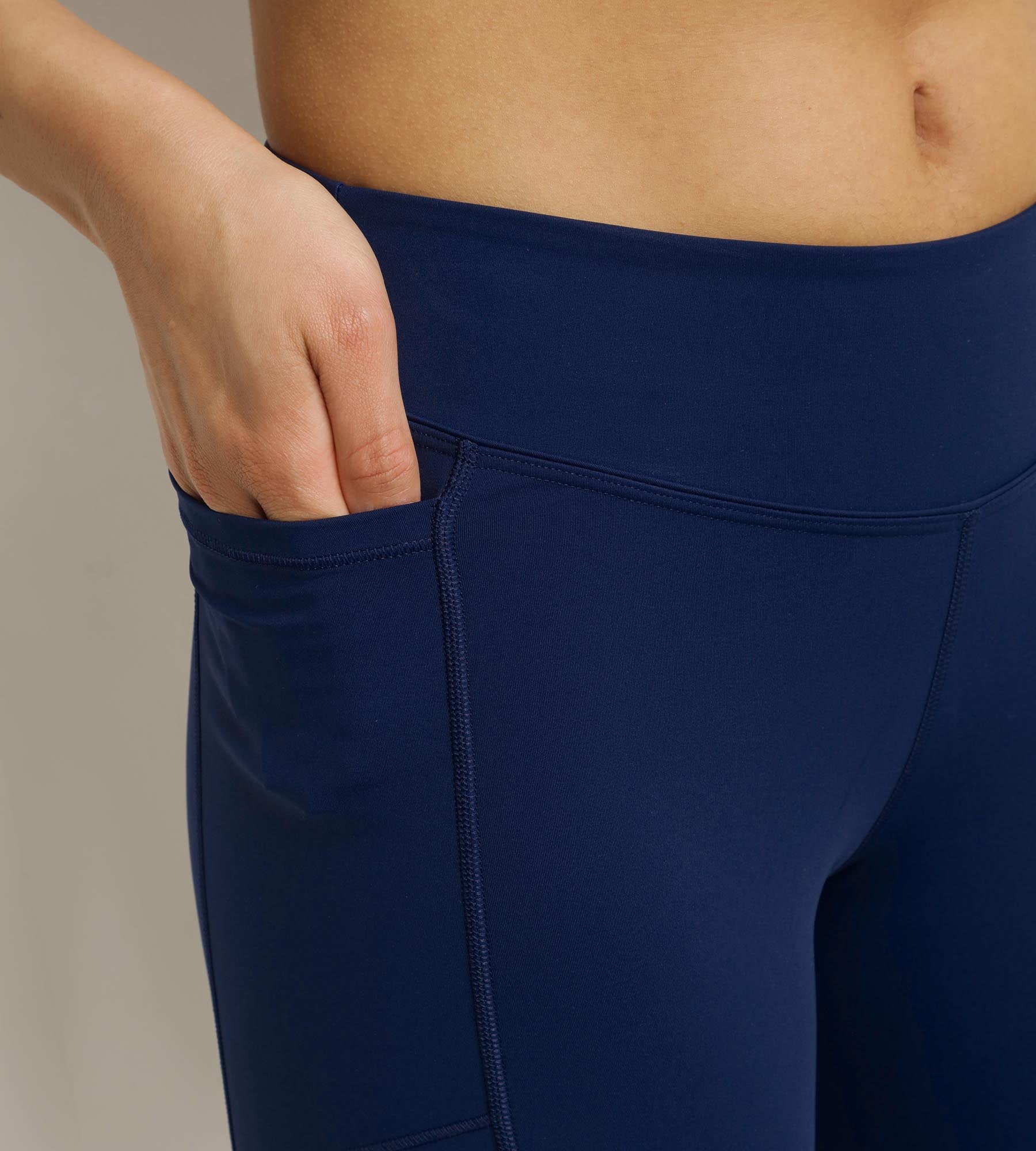 DIM Leggings sportivi corti da donna in microfibra blu notte DIM Move