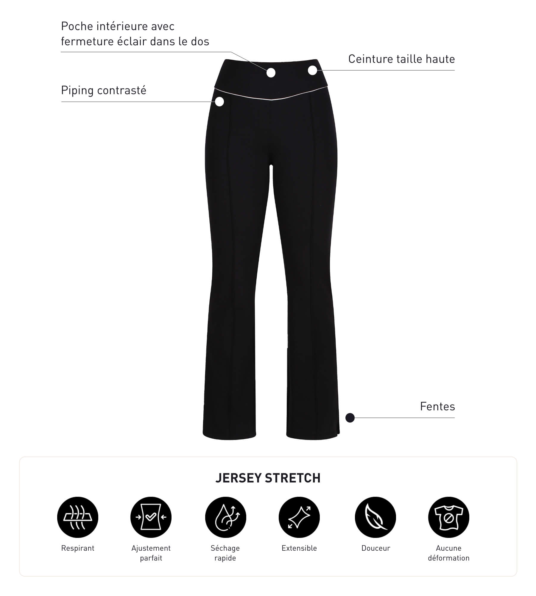 DIM Pantaloni sportivi svasati donna in jersey elasticizzato Nero DIM Move