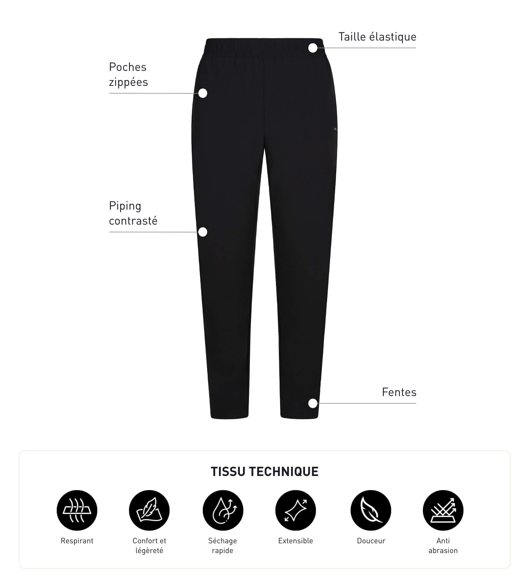 DIM Pantaloni chino da uomo in jersey elasticizzato Nero DIM Move
