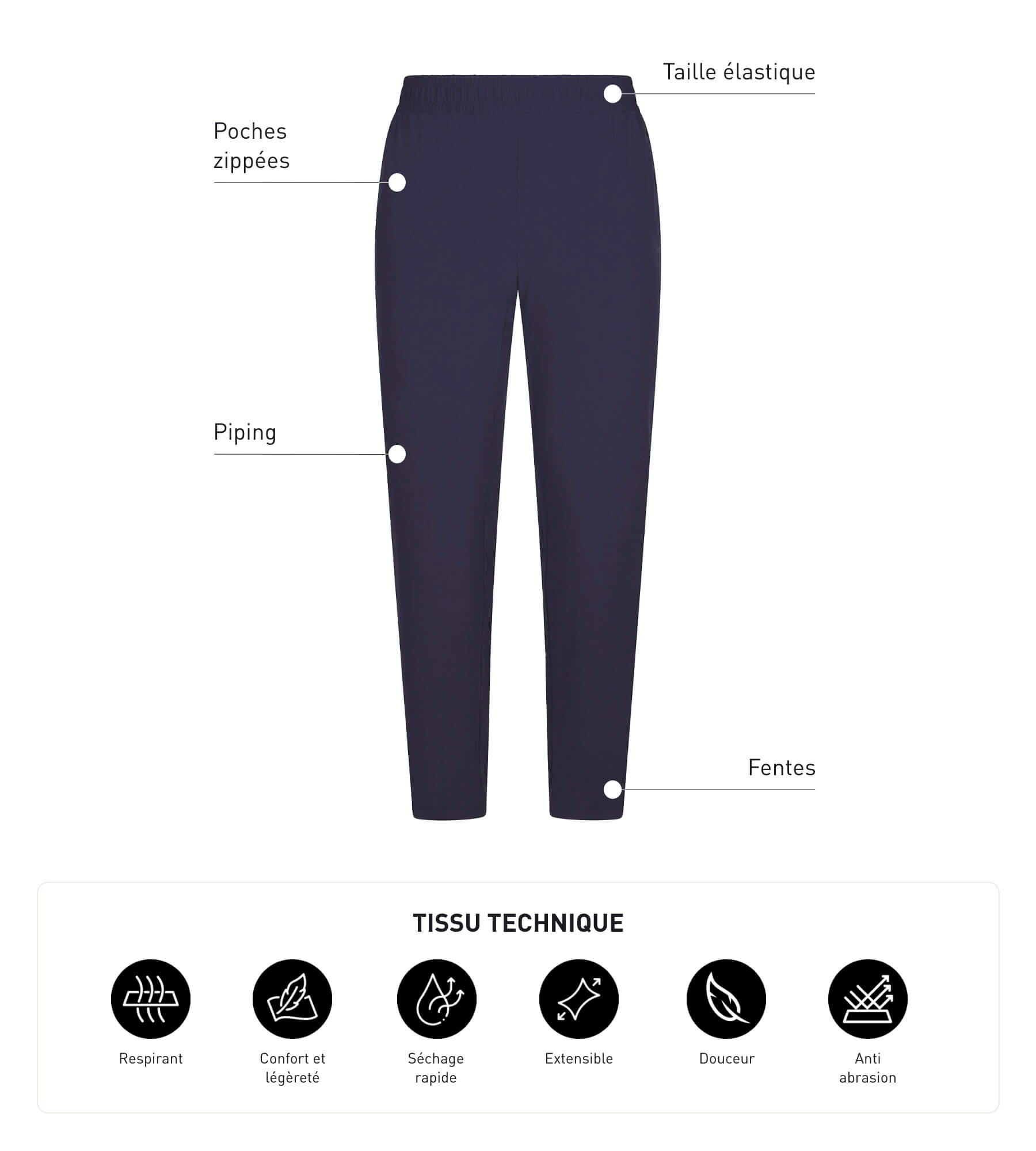 DIM Pantaloni chino uomo in jersey elasticizzato Blu DIM Move