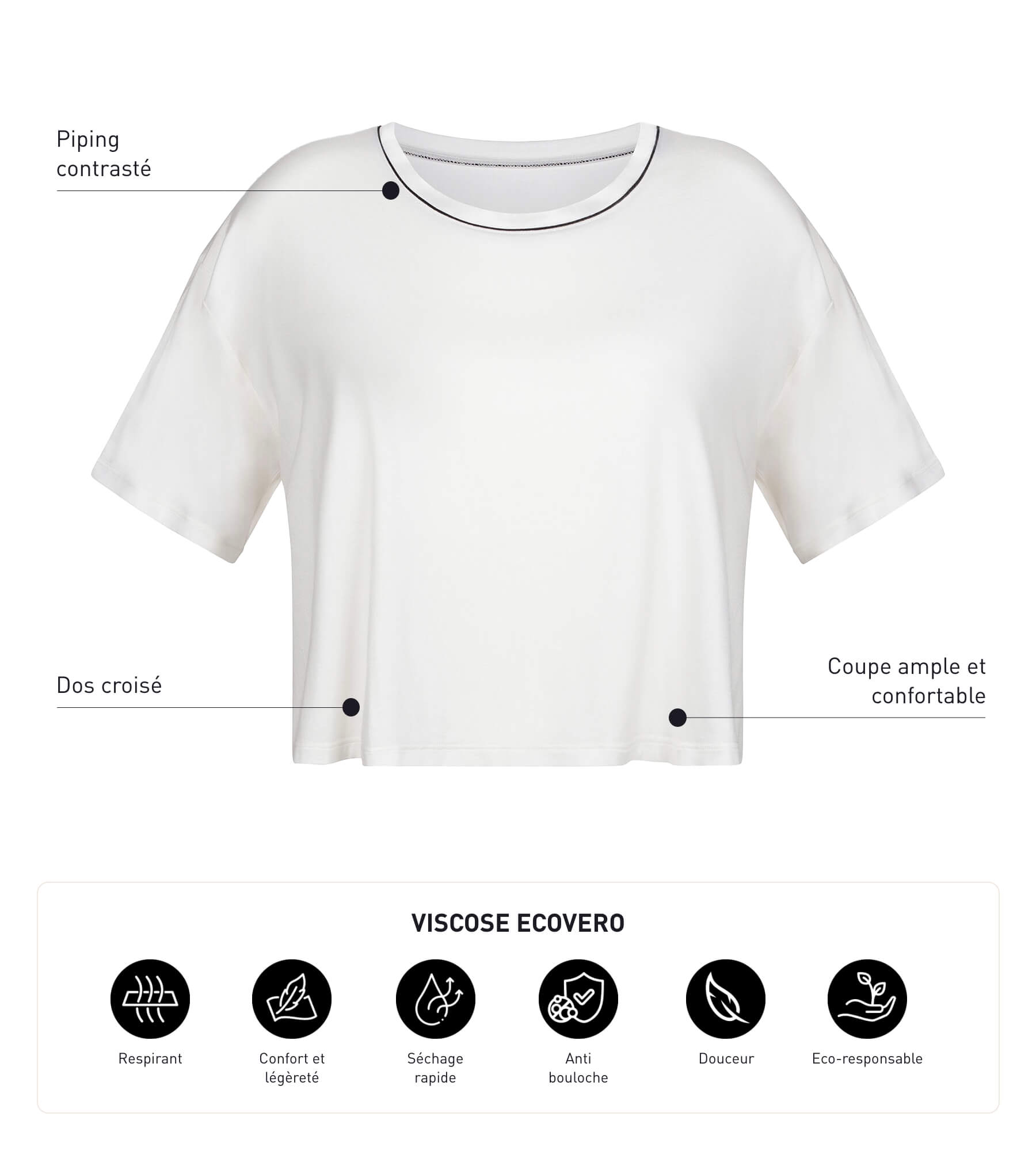 DIM T-shirt sportiva donna aperta sulla schiena in viscosa grezza DIM Move