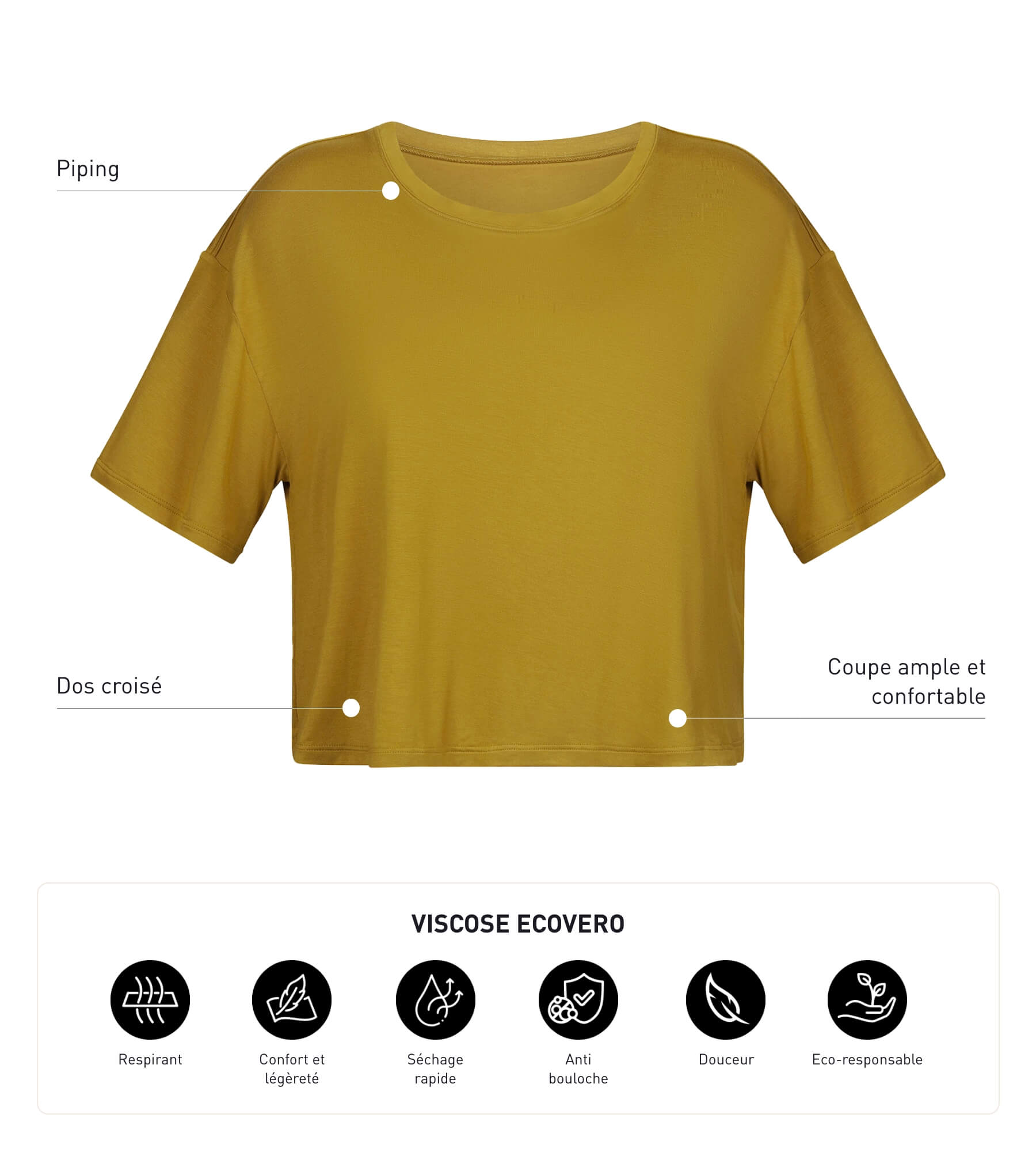DIM T-shirt sportiva donna in viscosa verde oliva con retro aperto DIM Move