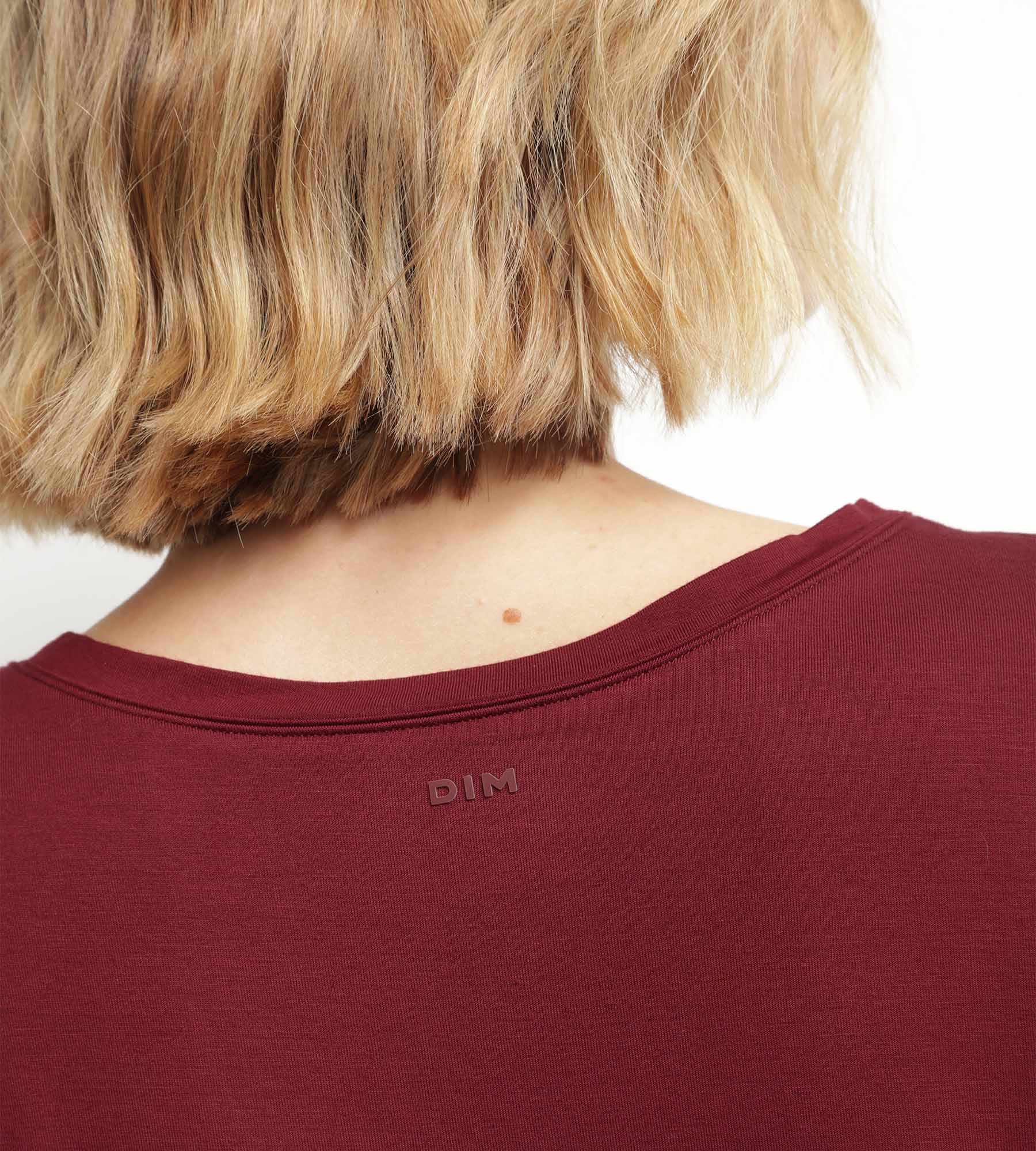 DIM T-shirt sportiva donna in viscosa bordeaux con schiena scoperta DIM Move