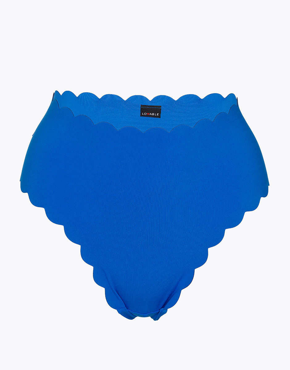 DIM Costume da bagno a vita alta Scallop in microfibra blu elettrico