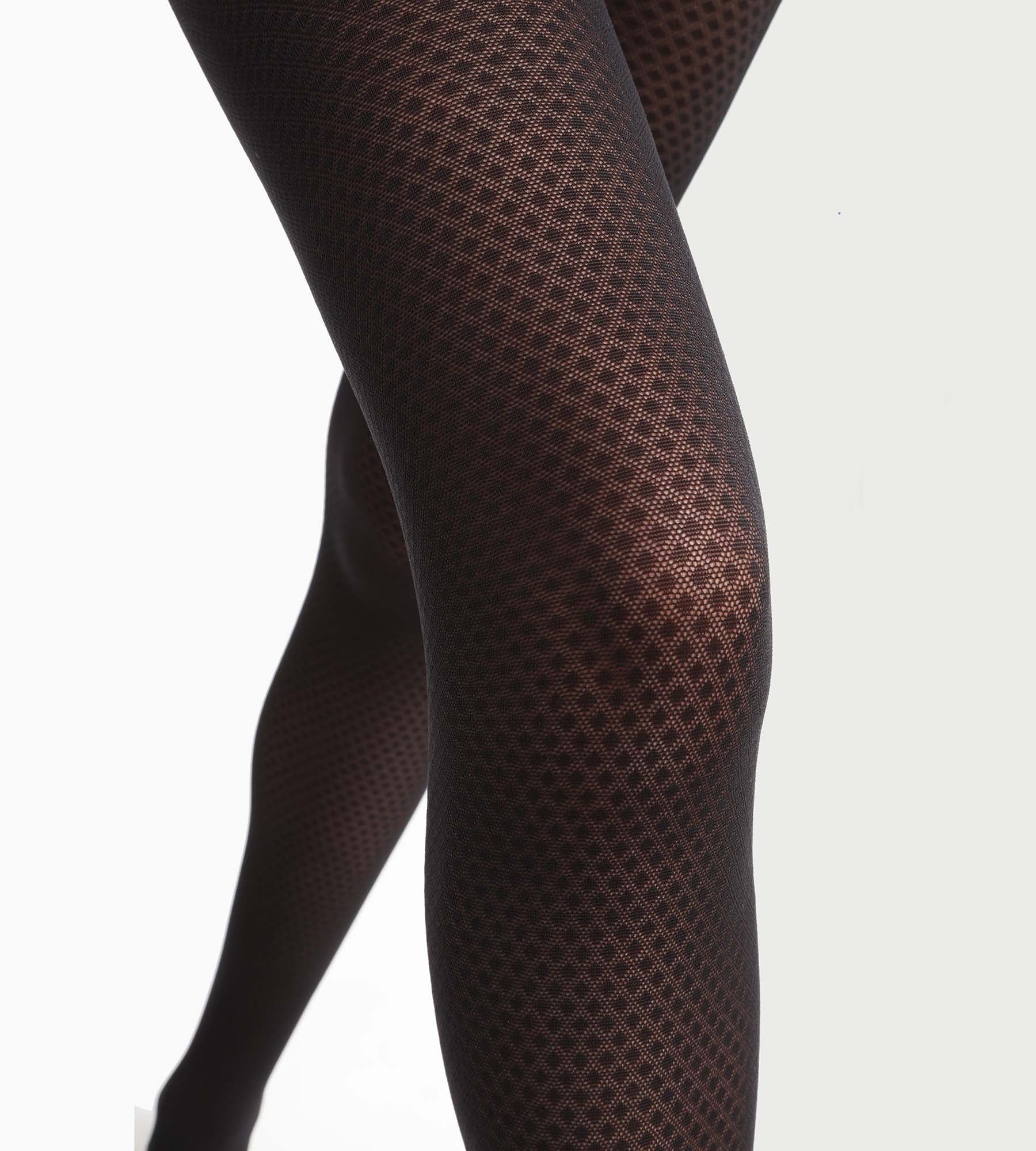 DIM Collant donna trasparente con motivo a rombi Nero Dim Style
