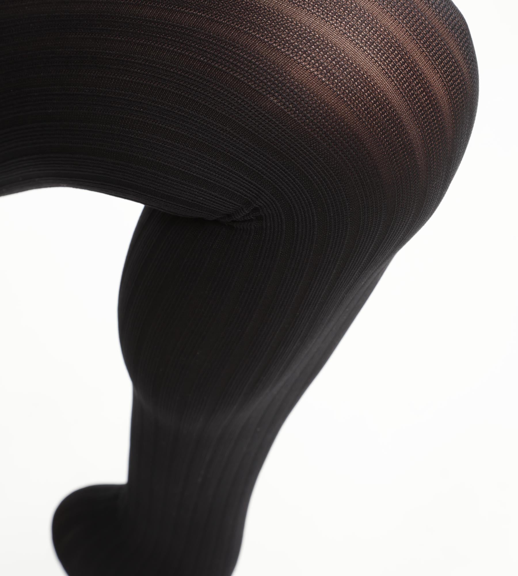 DIM Collant donna coprente a costine piatte Nero Dim Style