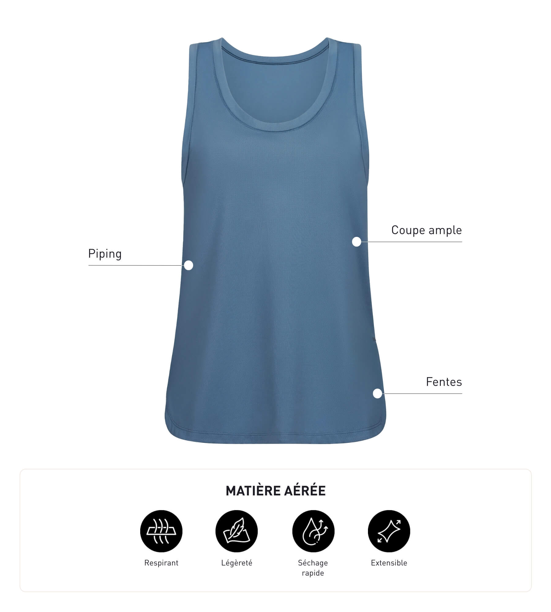 DIM Canotta lunga donna in viscosa blu jean DIM Move