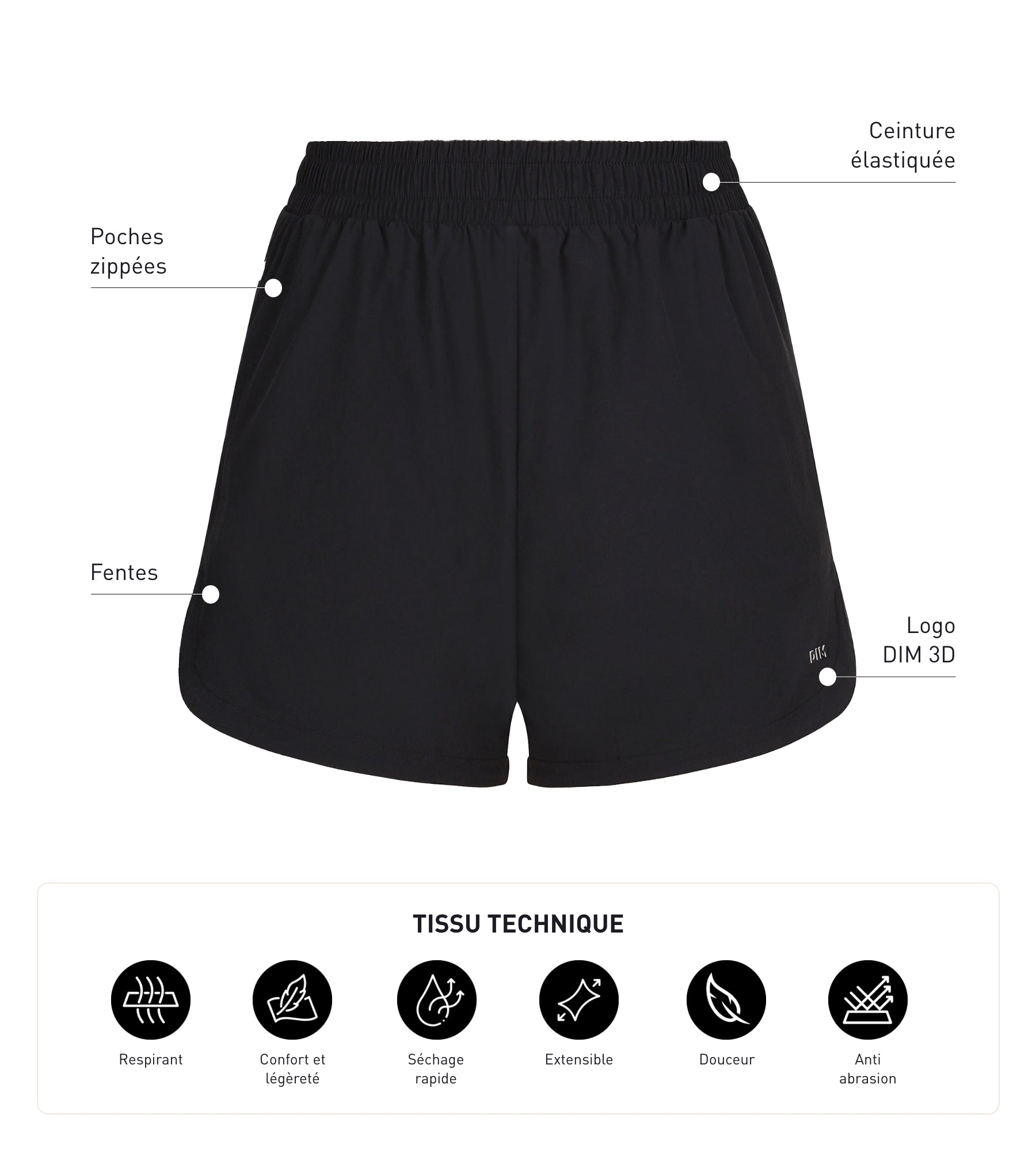 DIM Shorts sportivi donna in viscosa nera DIM Move