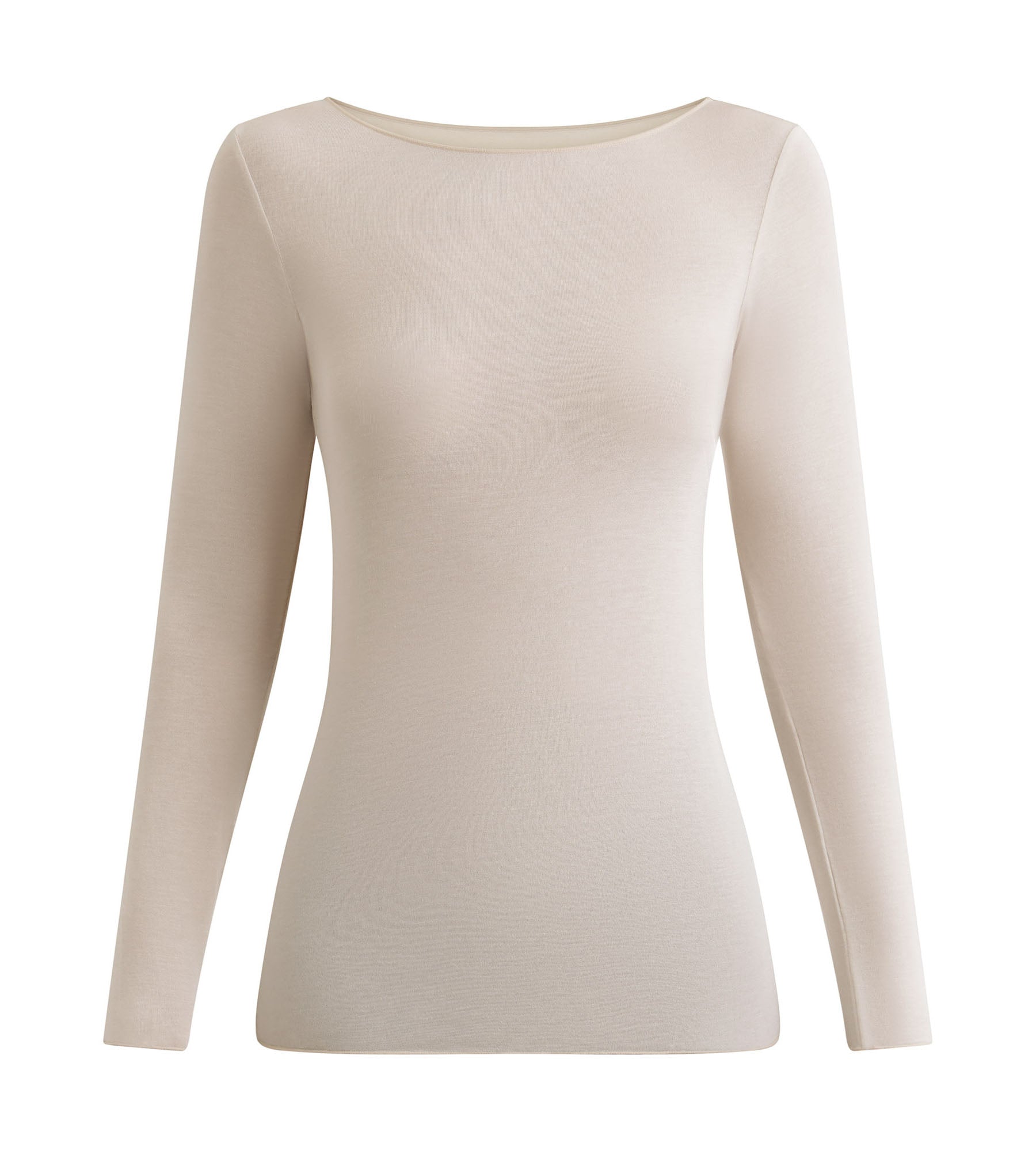 DIM Maglia a maniche lunghe con scollo a barca in modal e cashmere beige