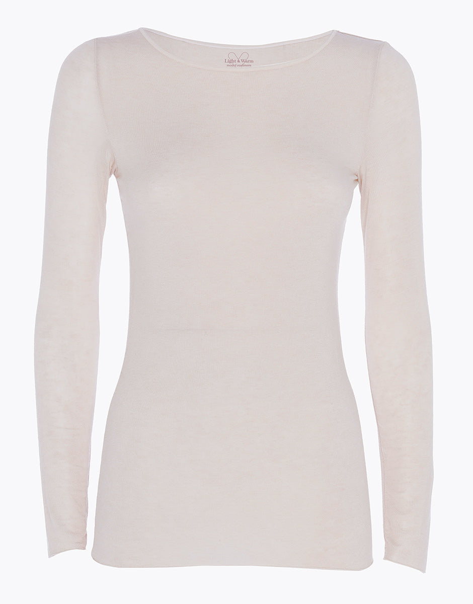 DIM Maglia a maniche lunghe con scollo a barca in modal e cashmere beige