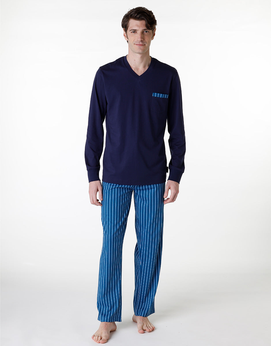 DIM Pigiama lungo Uomo in jersey con scollo a V