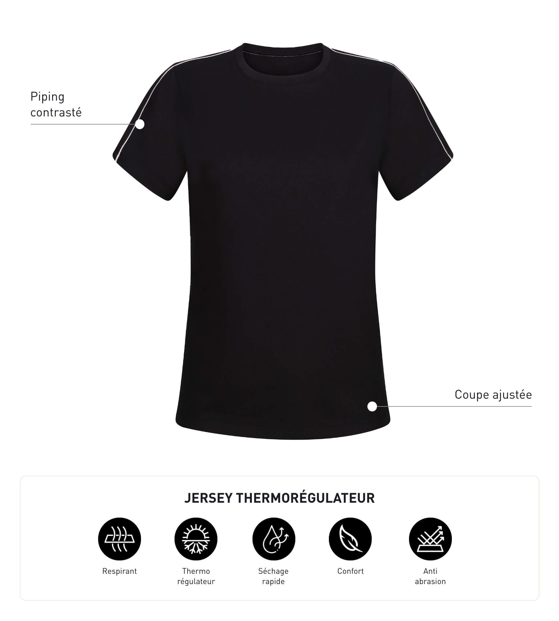 DIM T-shirt sportiva termoregolante donna in jersey nero DIM Move