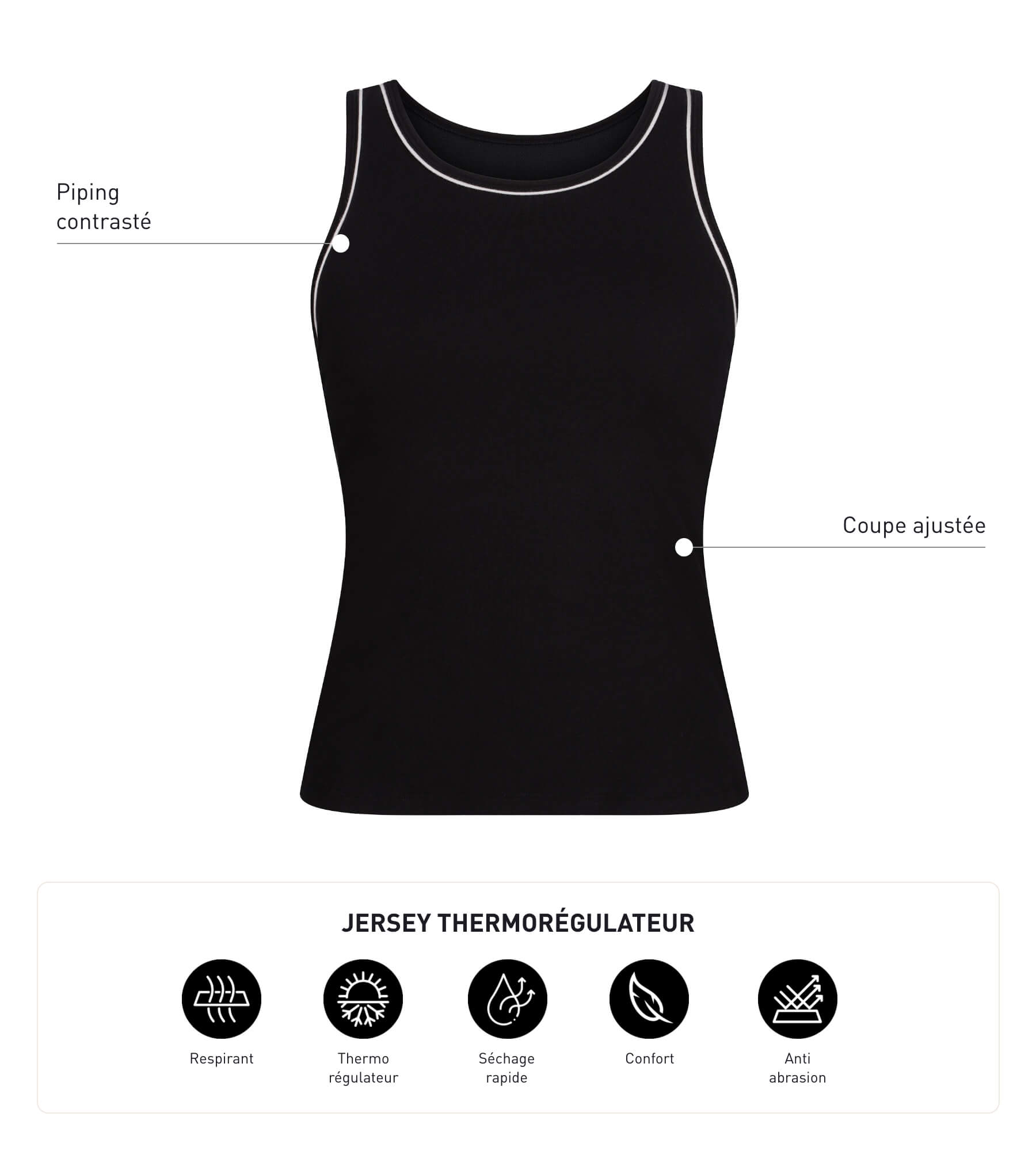 DIM Top sportivo donna termoregolante in jersey nero DIM Move