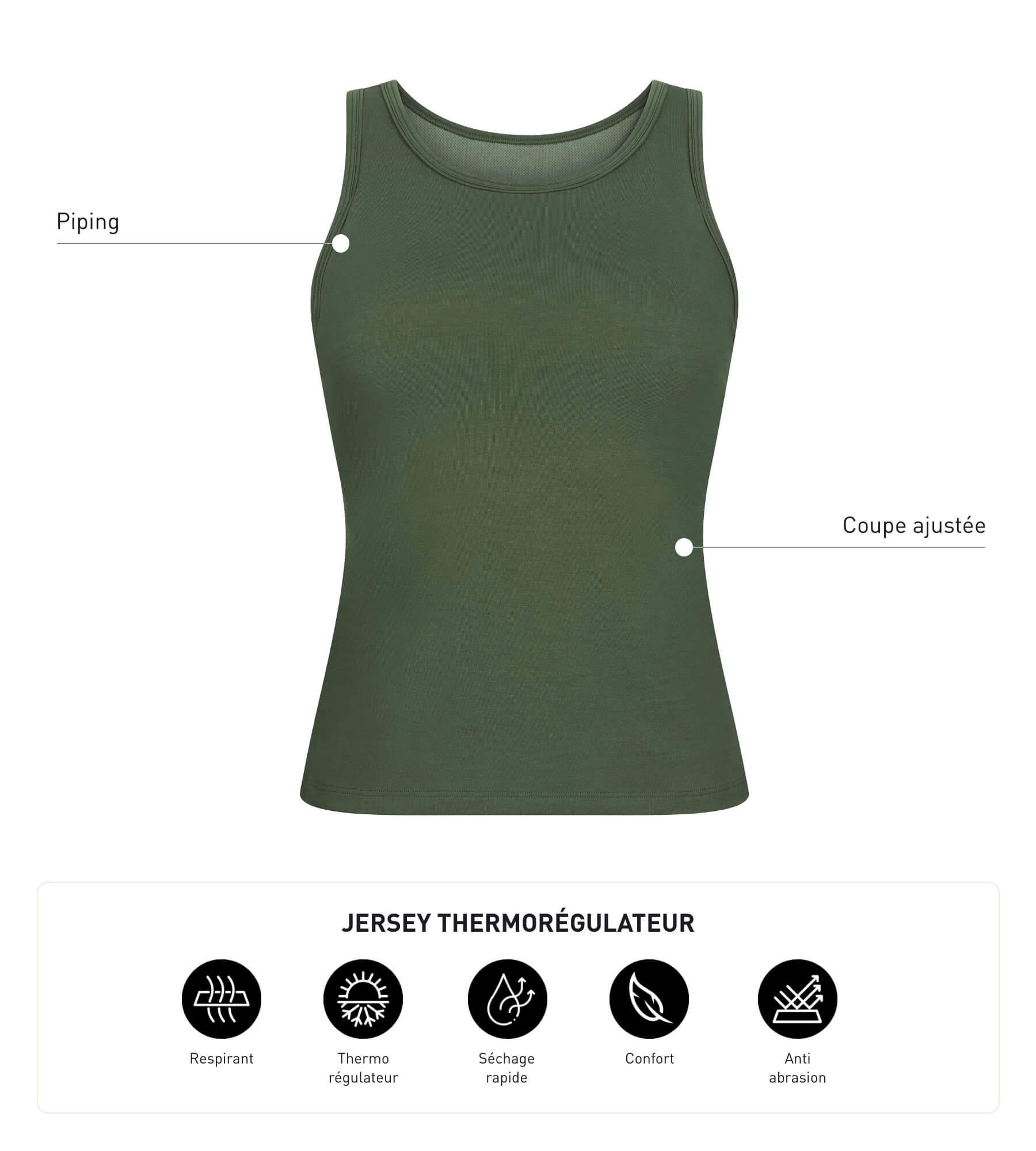 DIM Canotta sportiva donna termoregolante in jersey Khaki DIM Move