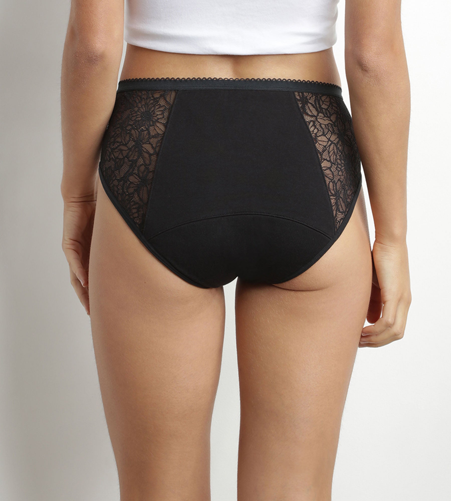 DIM Boxer mestruali in cotone bio pizzo Nero flusso abbondante DIM Protect
