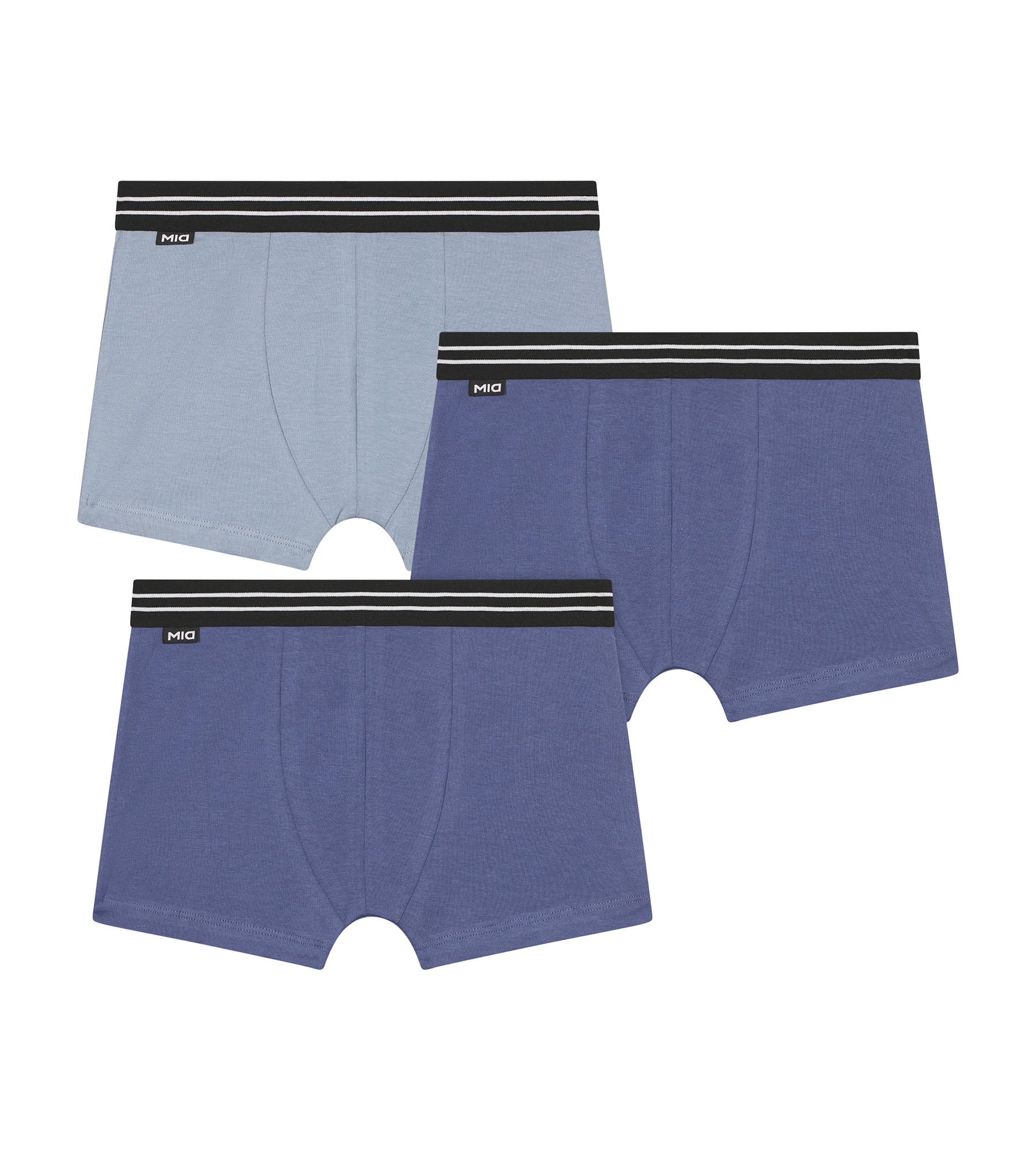 DIM Pacco da 3 boxer da bambino in cotone elasticizzato blu Ecodim