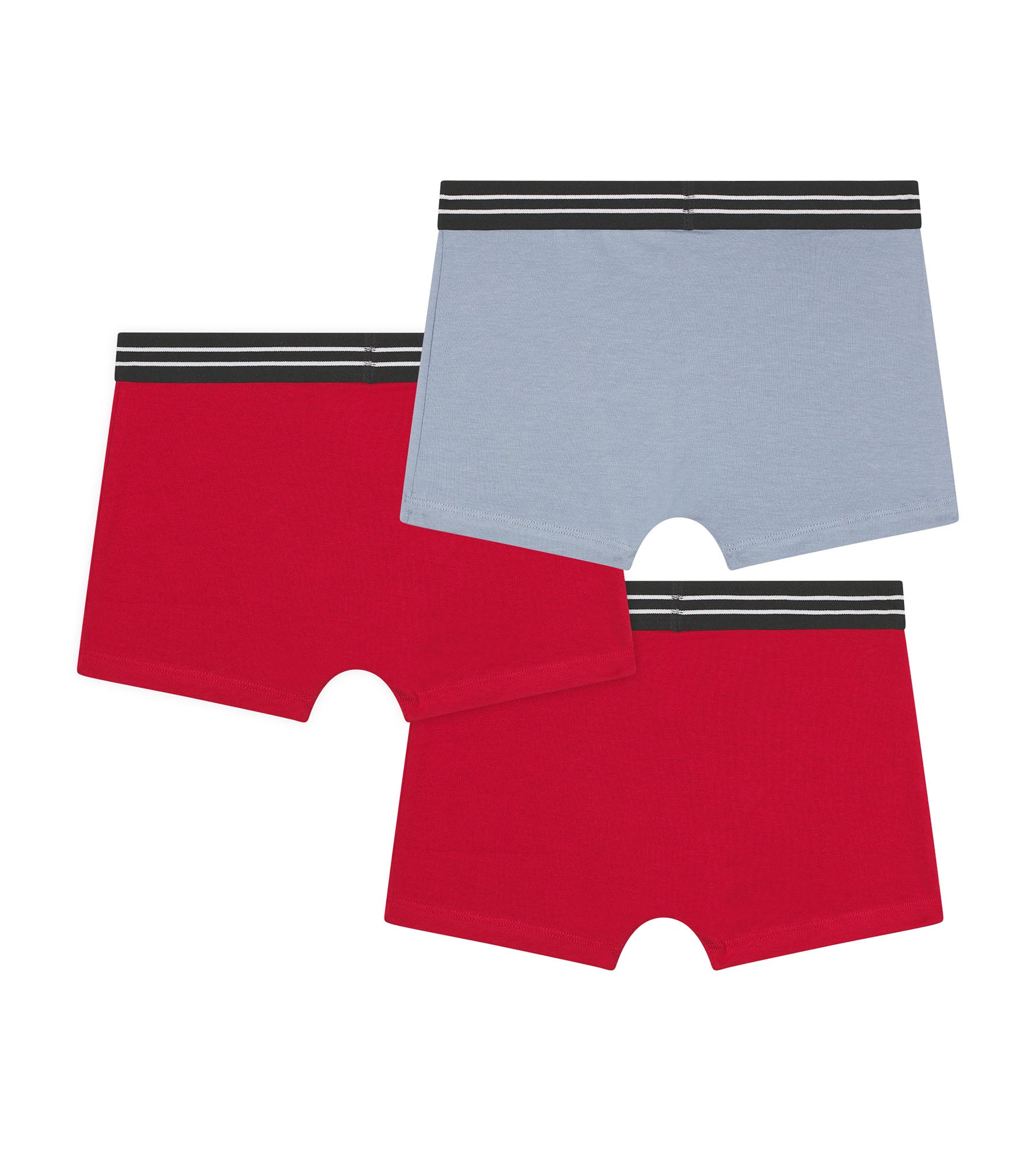 DIM Pacco da 3 boxer da ragazzo in cotone elasticizzato rosso blu Ecodim
