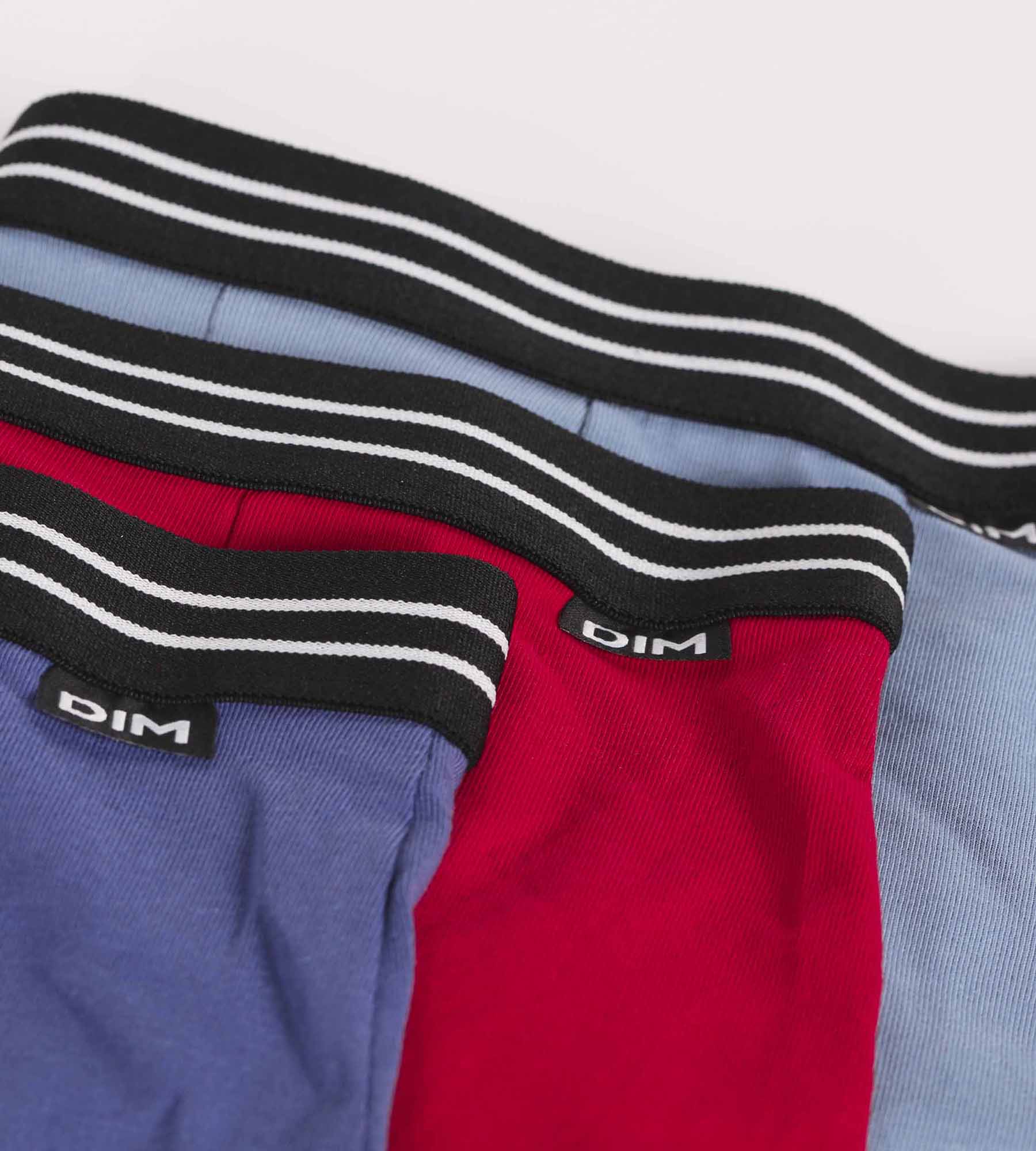 DIM Pacco da 3 boxer da ragazzo in cotone elasticizzato blu carminio Ecodim