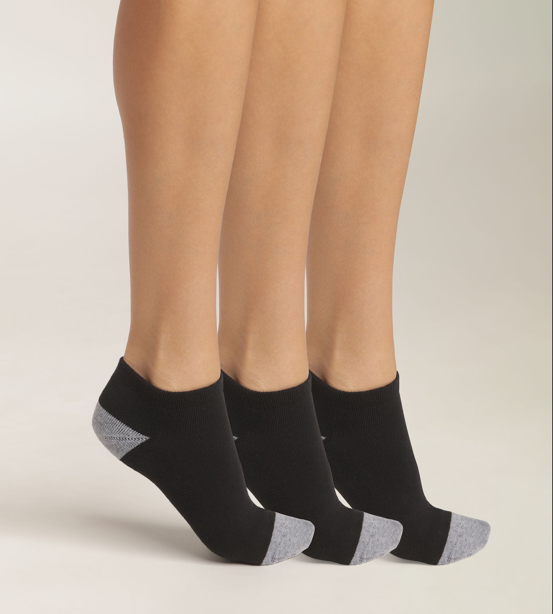 DIM Pacco da 3 paia di calzini da donna in cotone nero e grigio EcoDim Sport