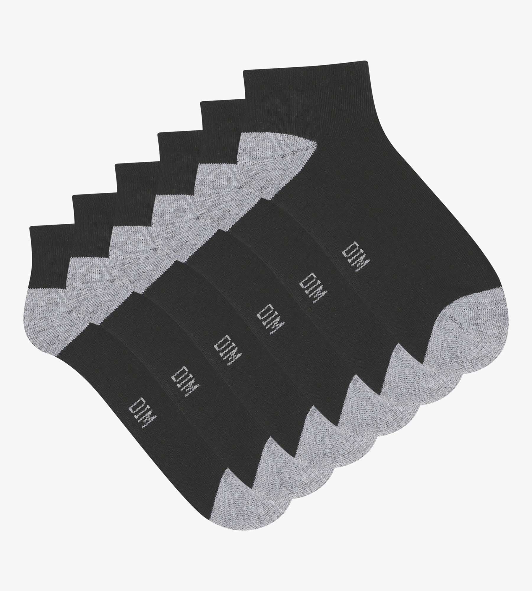 DIM Pacco da 3 paia di calzini da donna in cotone nero e grigio EcoDim Sport