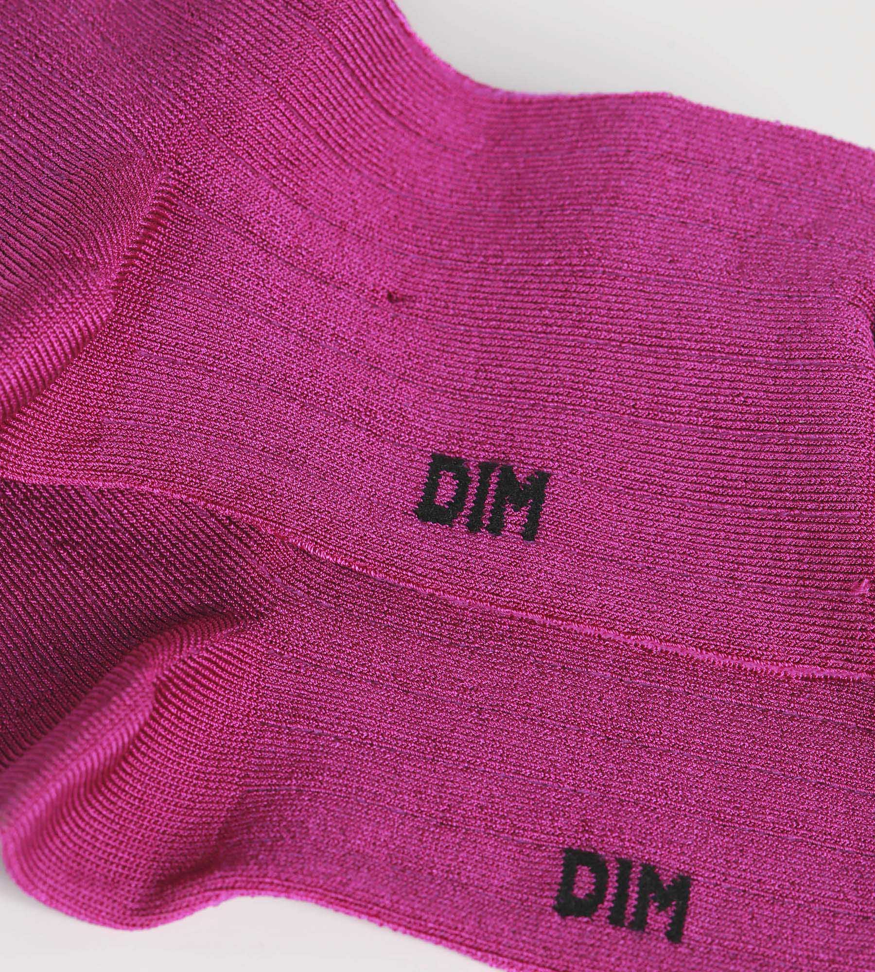 DIM Calze donna piatte a coste in cotone fucsia Mod di Dim