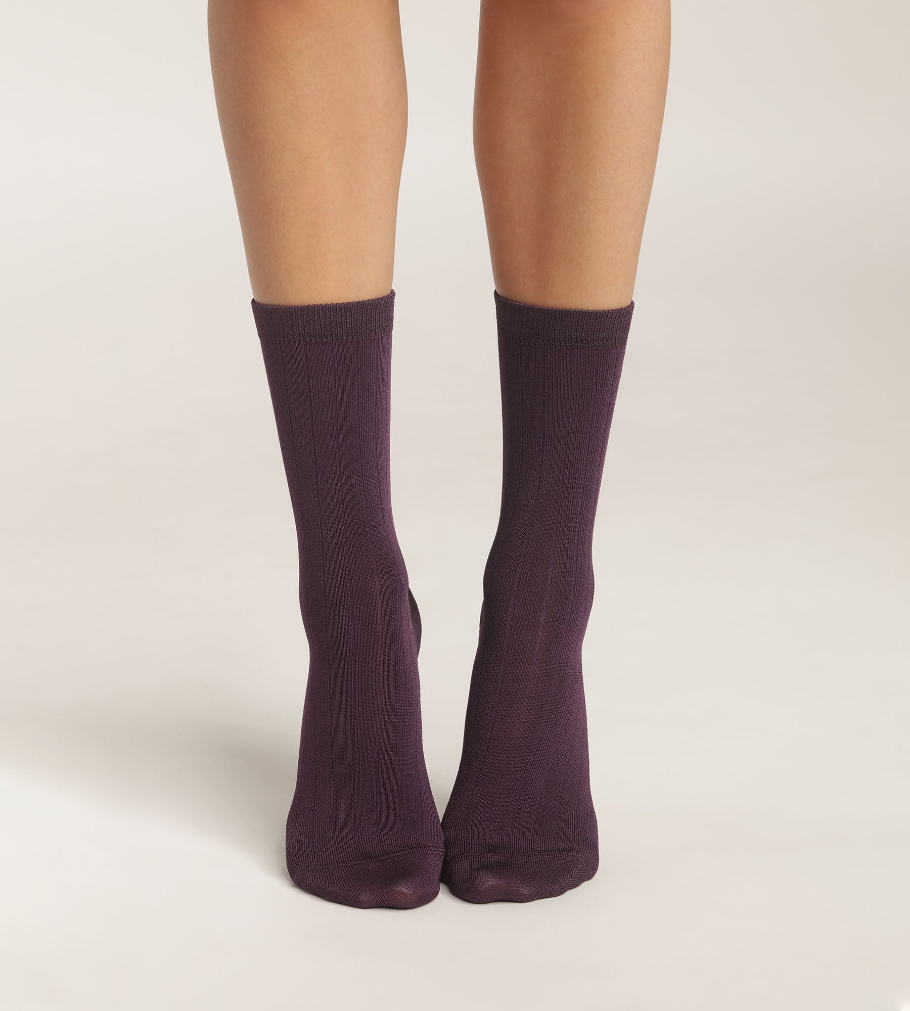 DIM Calze donna a coste, raso di cotone, Viola Mod di Dim