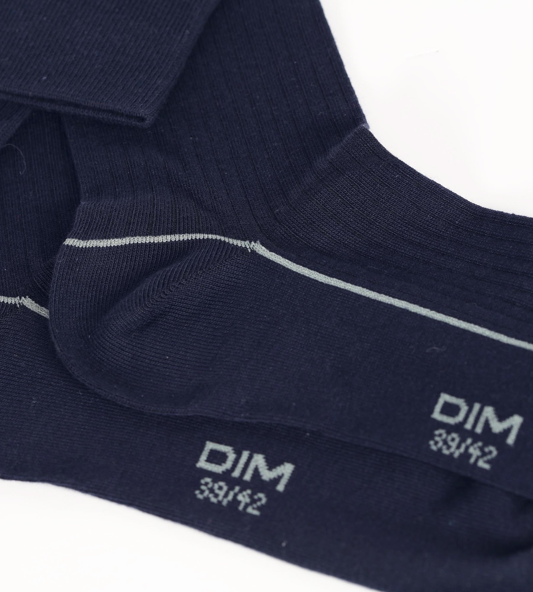 DIM Calze da uomo in cotone a coste blu notte con profili colorati Mod di Dim