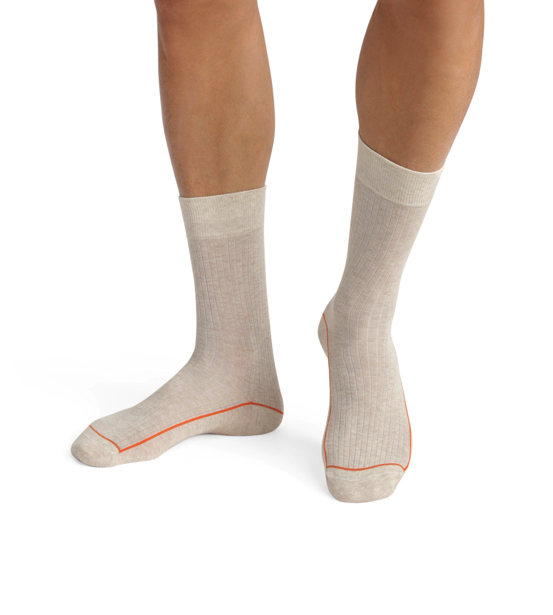 DIM Calze da uomo in cotone a coste beige con profili colorati Mod di Dim