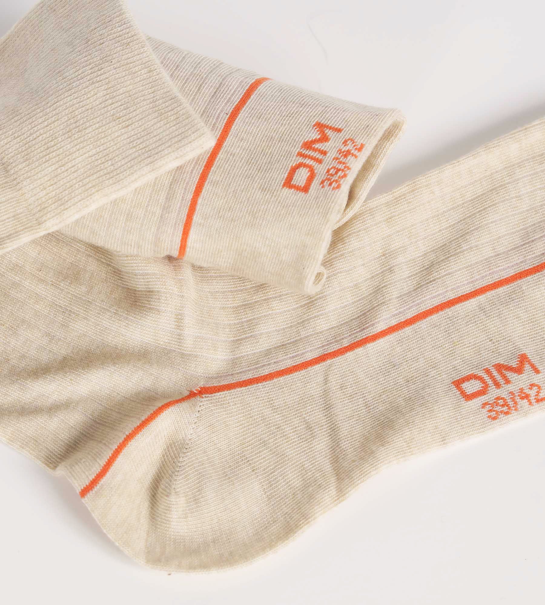 DIM Calze da uomo in cotone a coste beige con profili colorati Mod di Dim