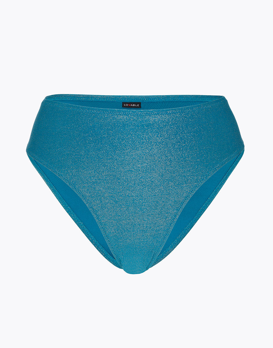 DIM Slip da bagno a vita alta Ottanio in microfibra lurex tinta unita