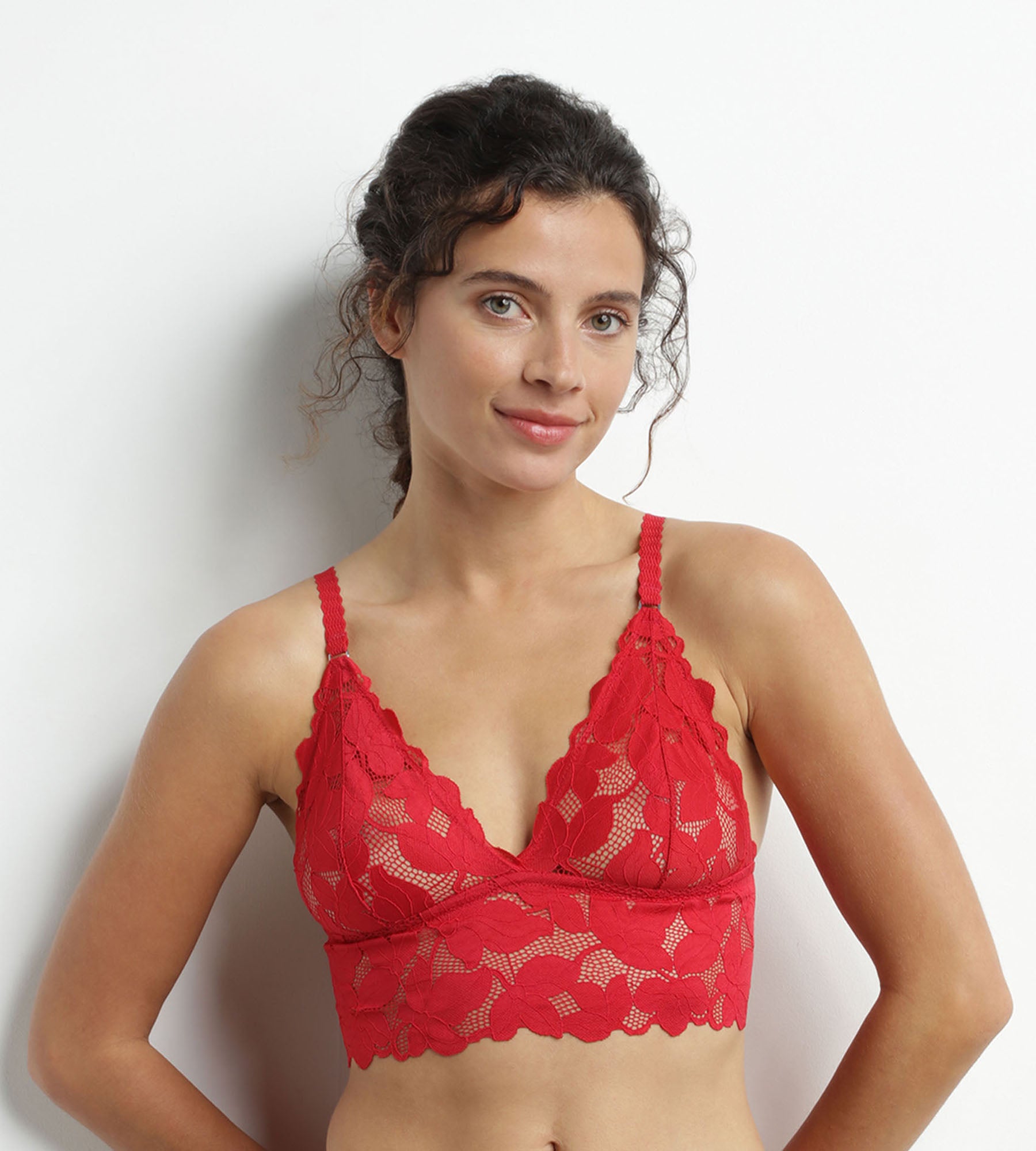DIM Reggiseno sciarpa in pizzo floreale rosso Dim Lacy