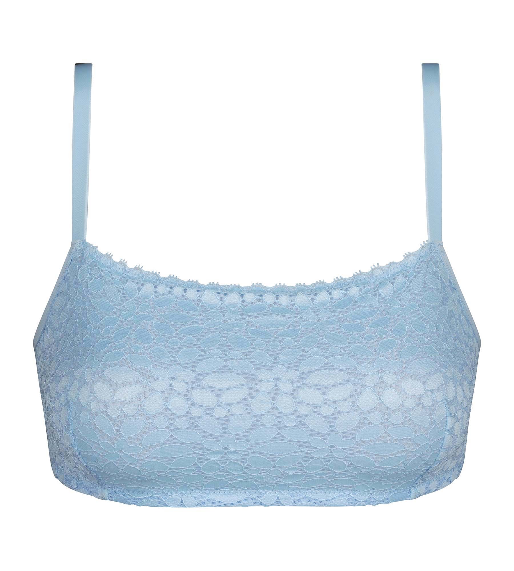 DIM Reggiseno senza ferretto in pizzo floreale blu Daily Dentelle
