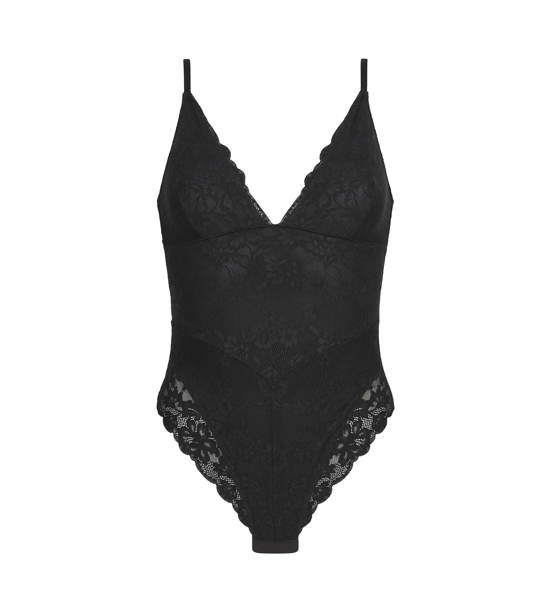 DIM Body modellante da donna in pizzo e microfibra nero Dim Silhouette Elegance